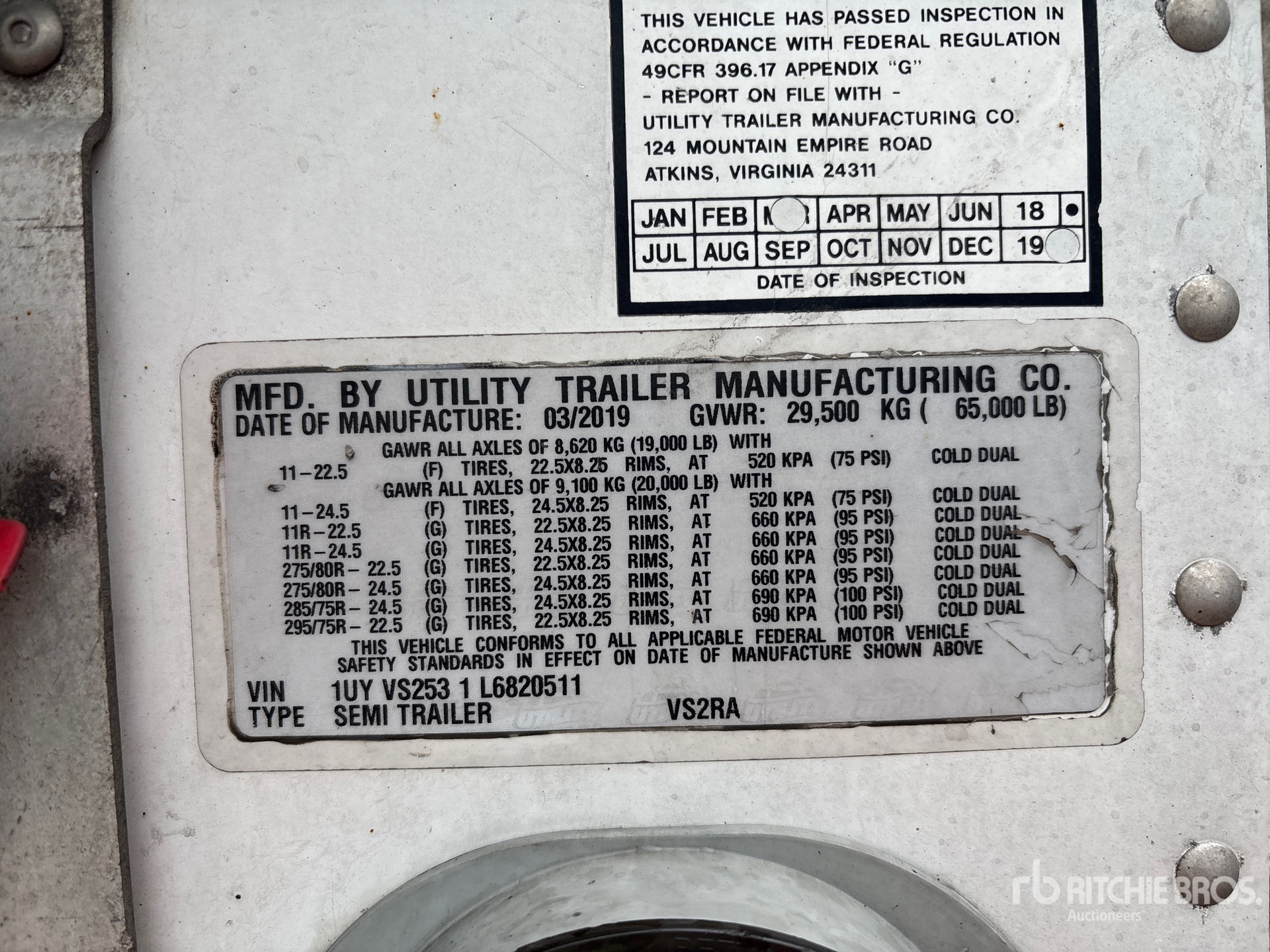 General Appearance with Serial Number / VIN