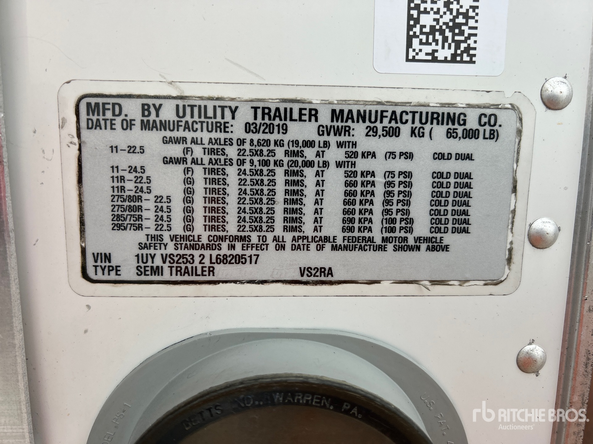 General Appearance with Serial Number / VIN