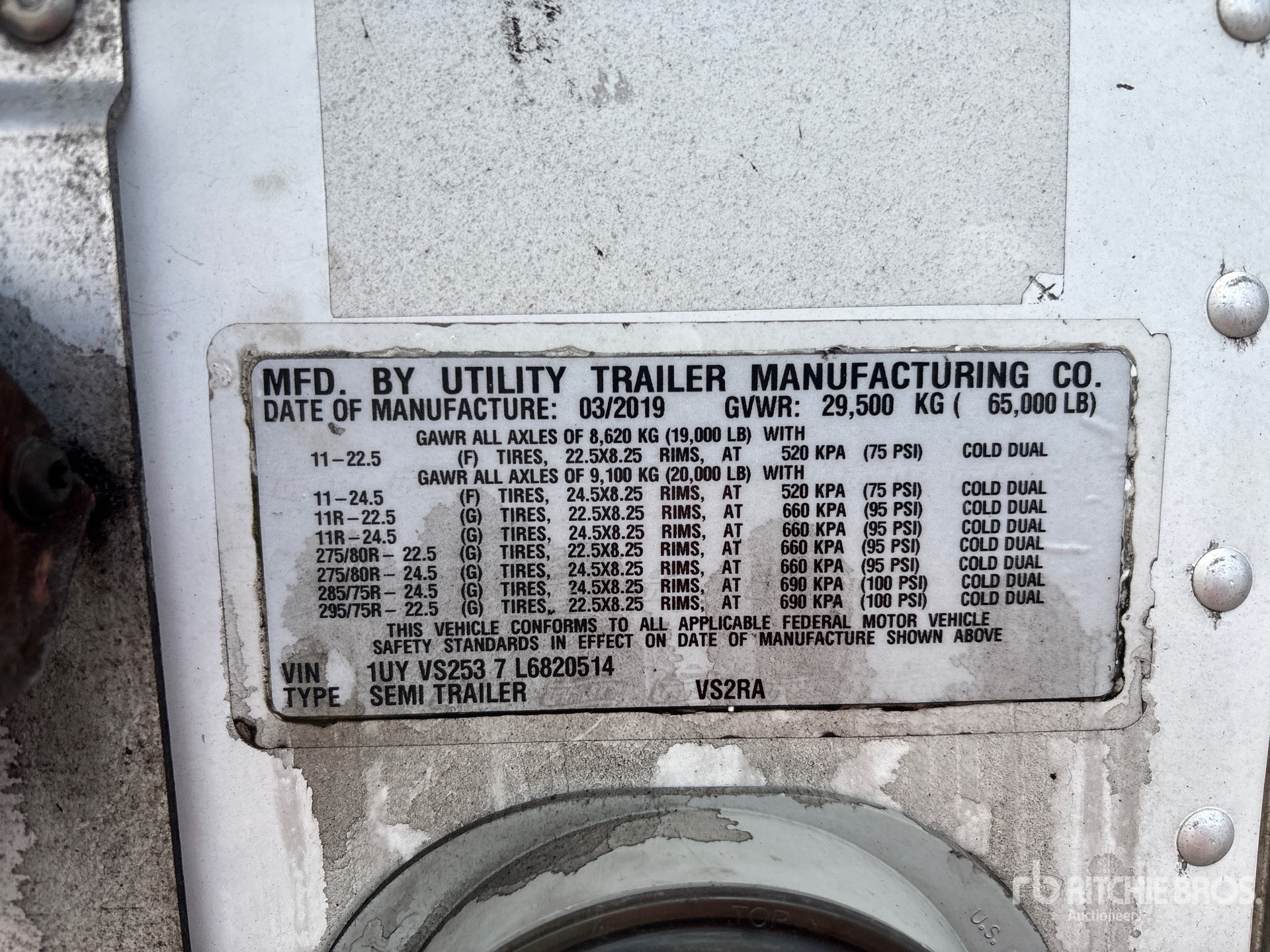 General Appearance with Serial Number / VIN