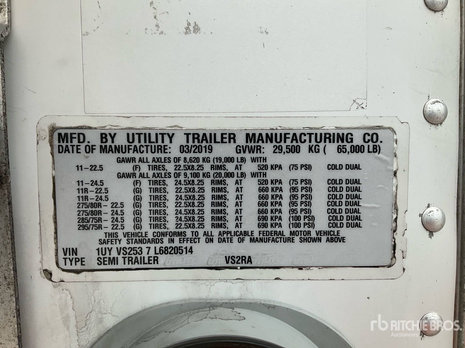 General Appearance with Serial Number / VIN