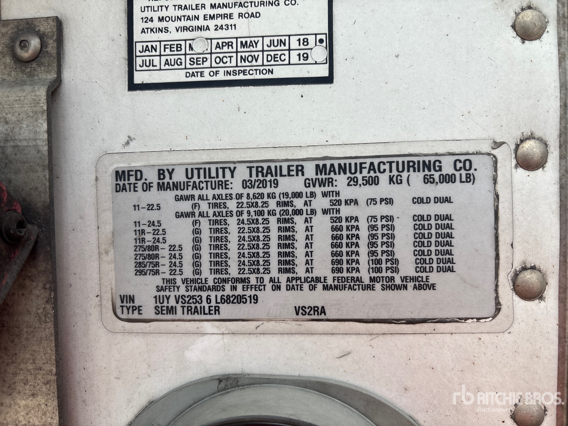 General Appearance with Serial Number / VIN