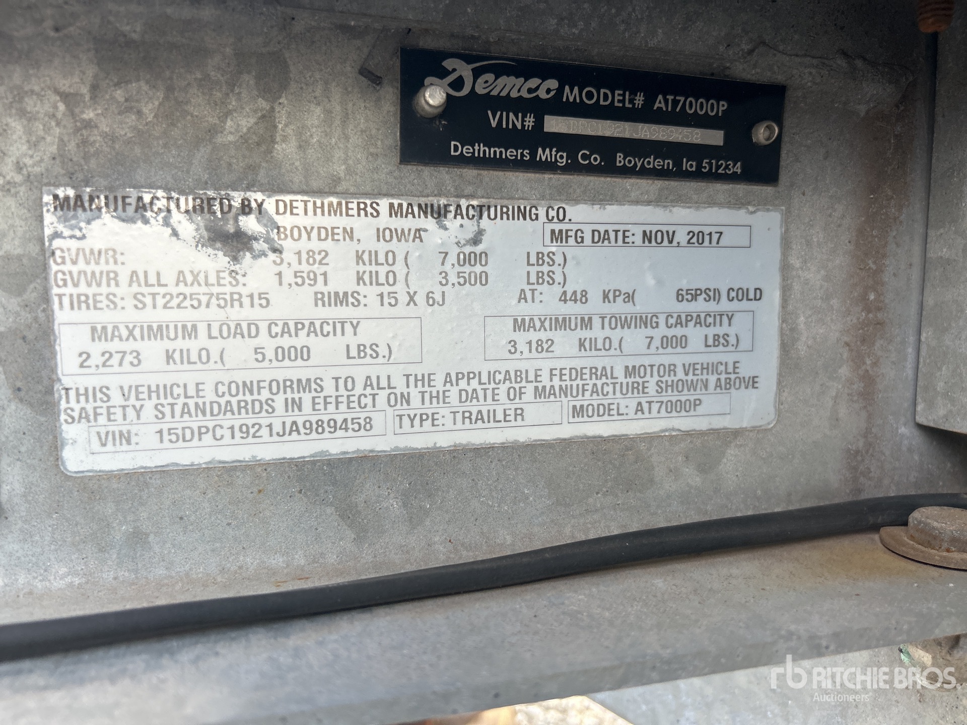 General Appearance with Serial Number / VIN
