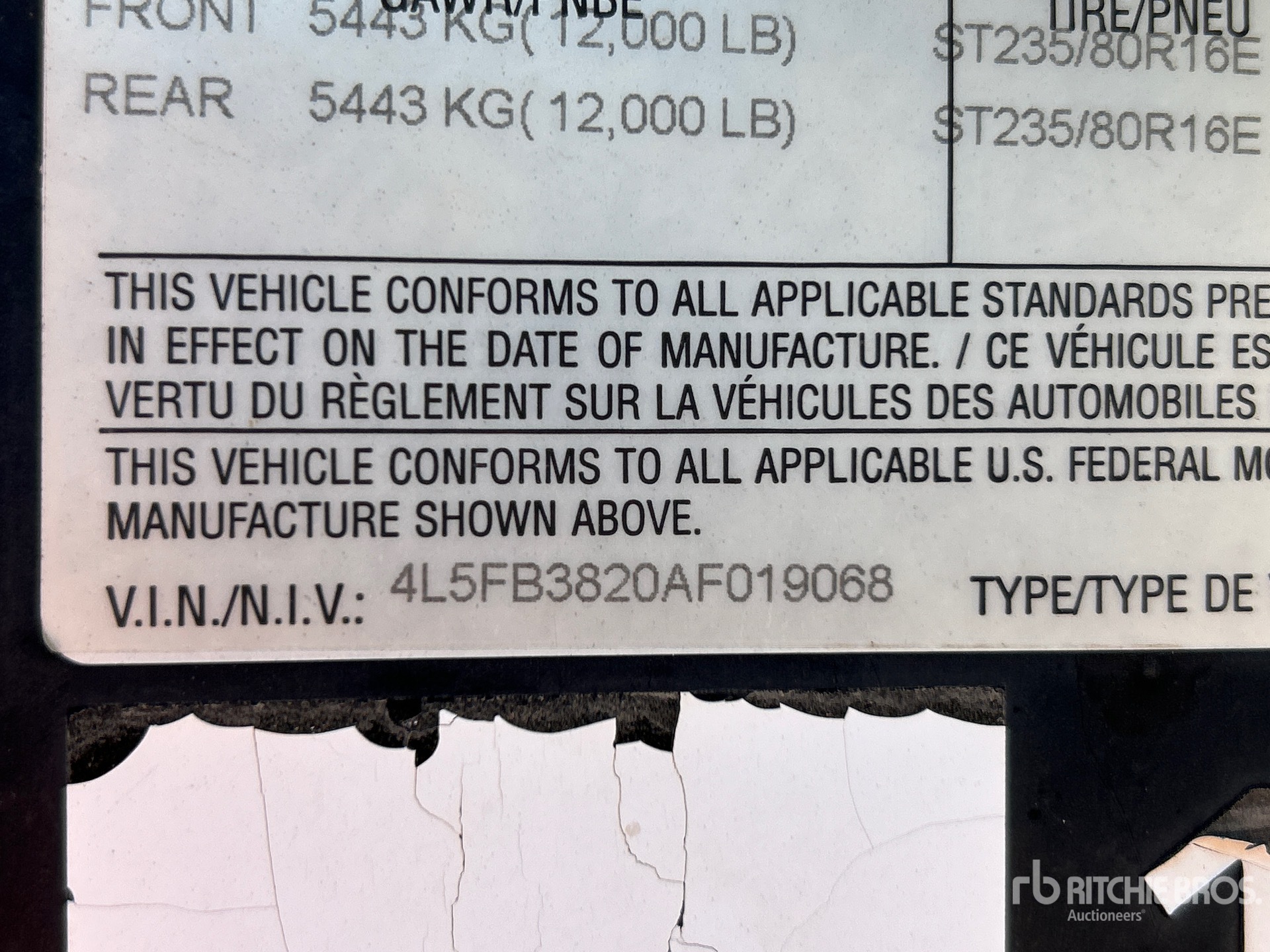 General Appearance with Serial Number / VIN