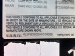 General Appearance with Serial Number / VIN