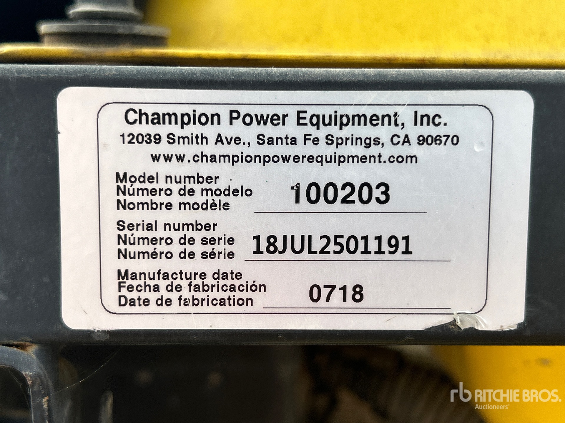 General Appearance with Serial Number / VIN
