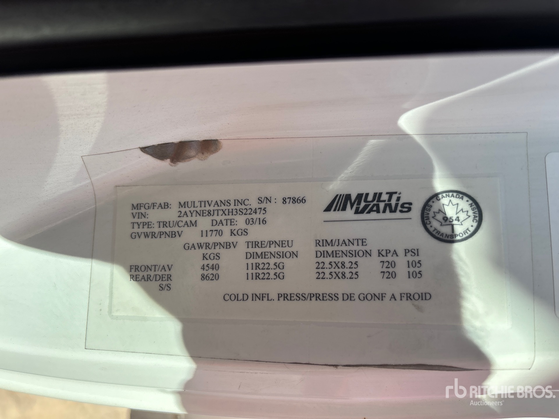 General Appearance with Serial Number / VIN