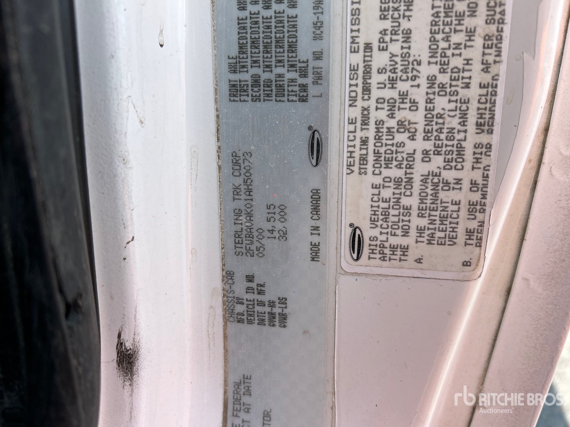 General Appearance with Serial Number / VIN