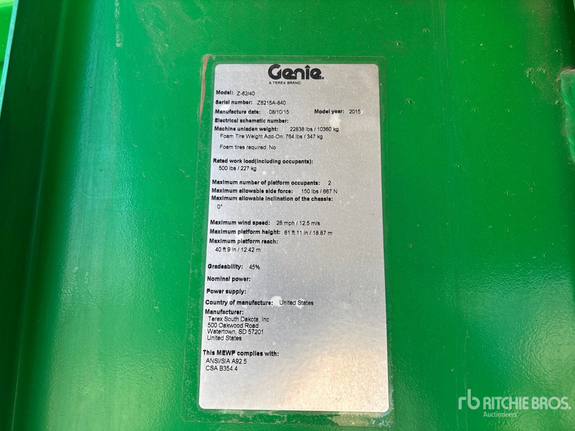 General Appearance with Serial Number / VIN
