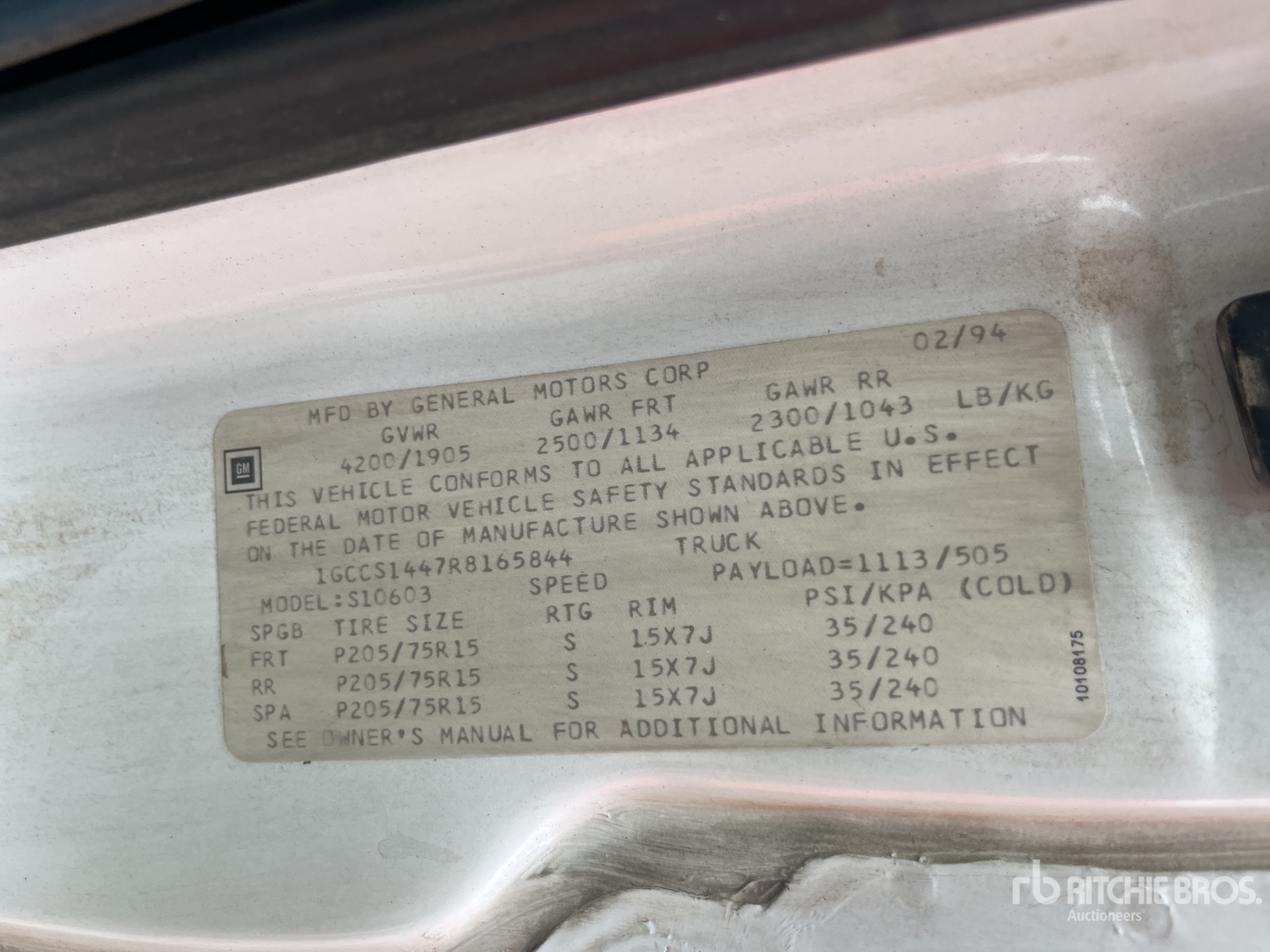 General Appearance with Serial Number / VIN