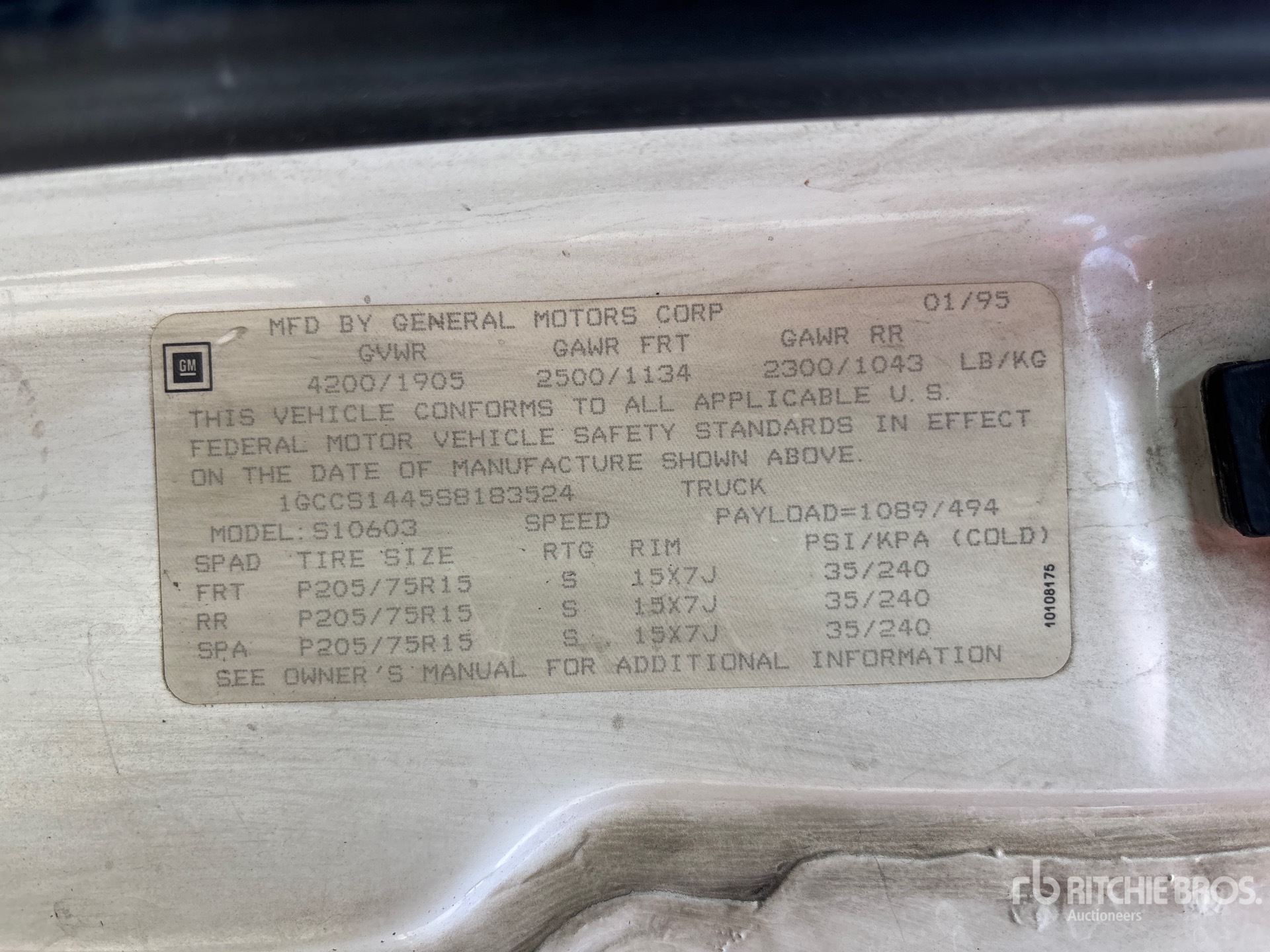 General Appearance with Serial Number / VIN