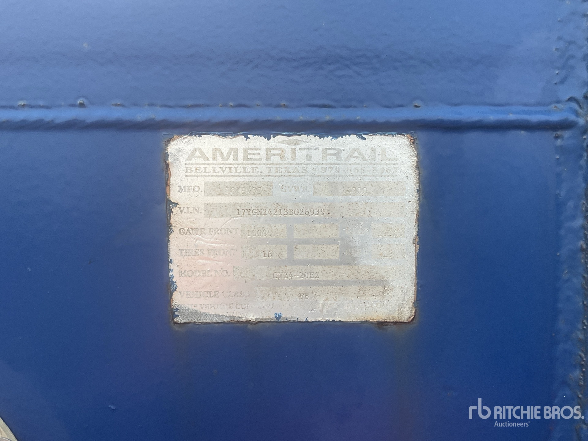 General Appearance with Serial Number / VIN