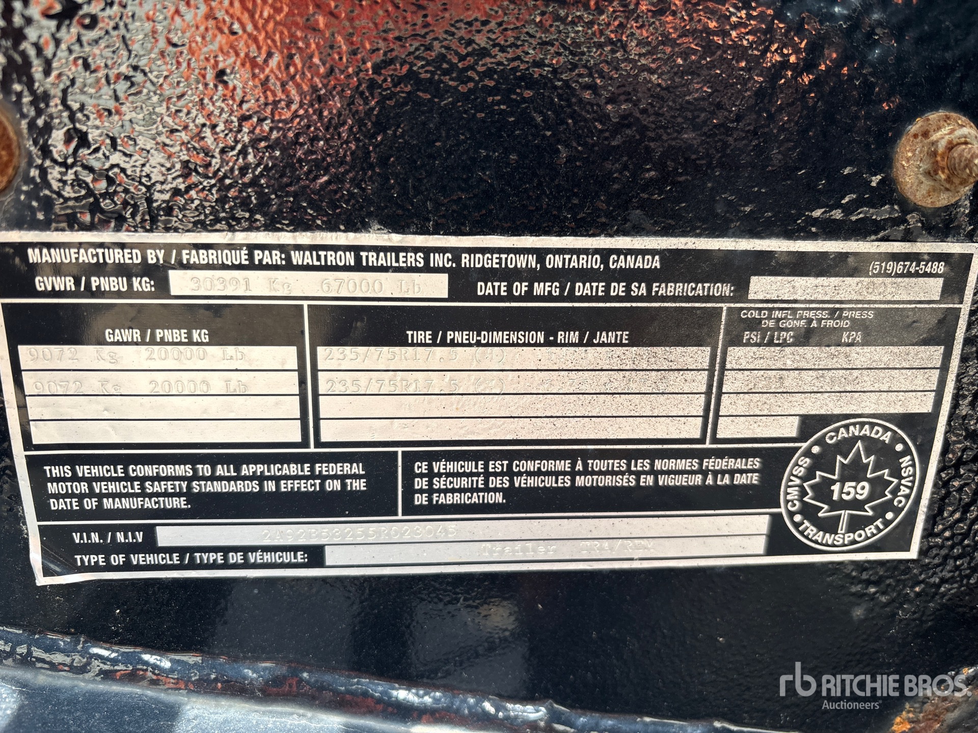 General Appearance with Serial Number / VIN