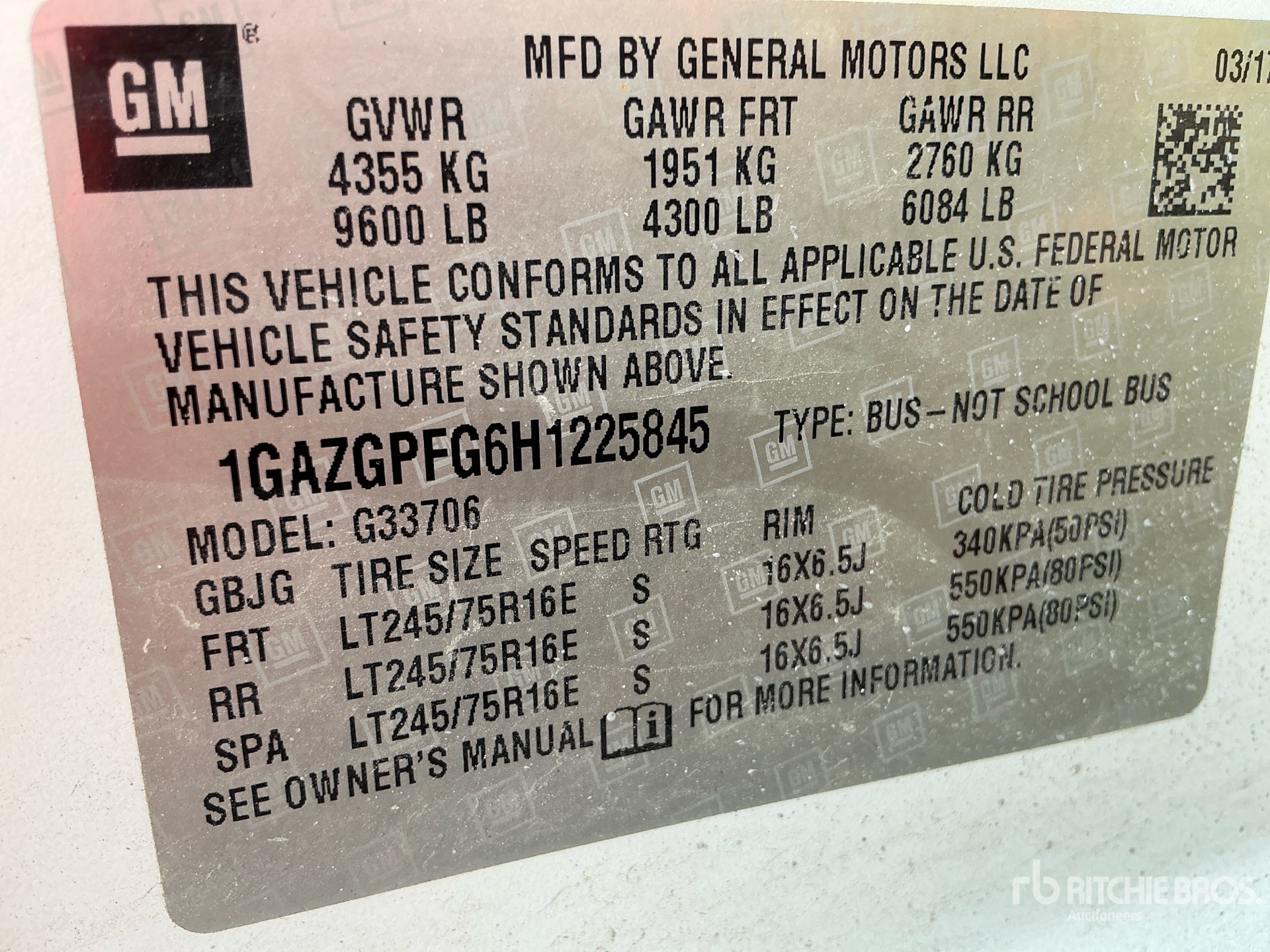 General Appearance with Serial Number / VIN