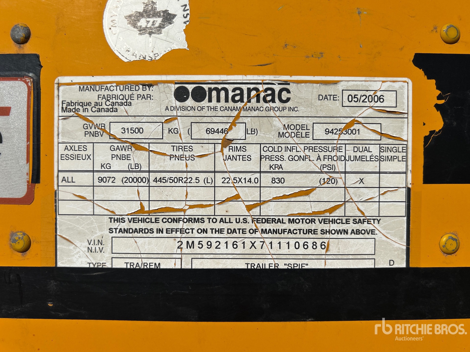 General Appearance with Serial Number / VIN