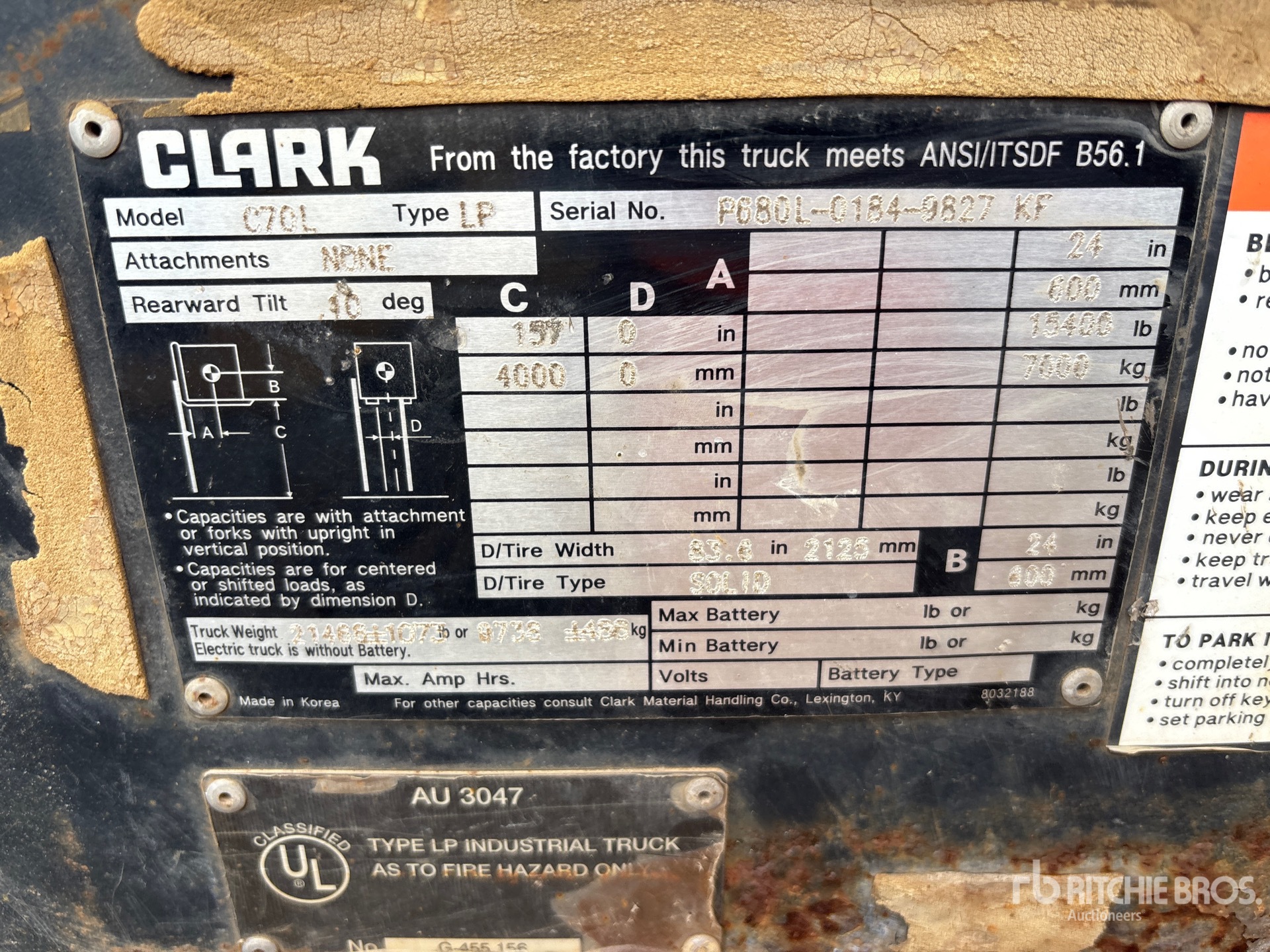General Appearance with Serial Number / VIN