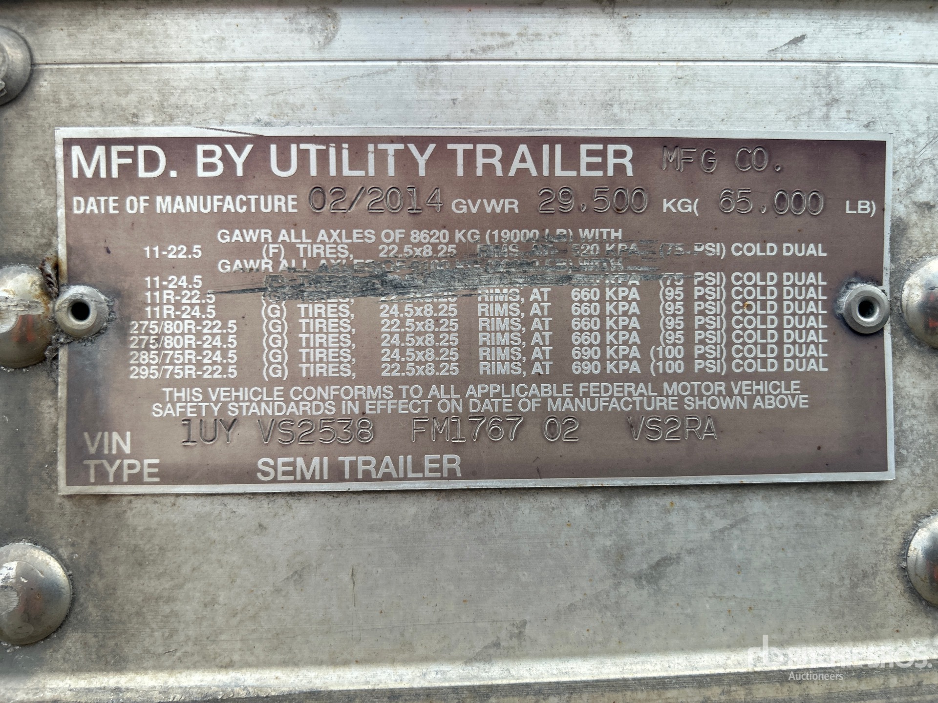 General Appearance with Serial Number / VIN
