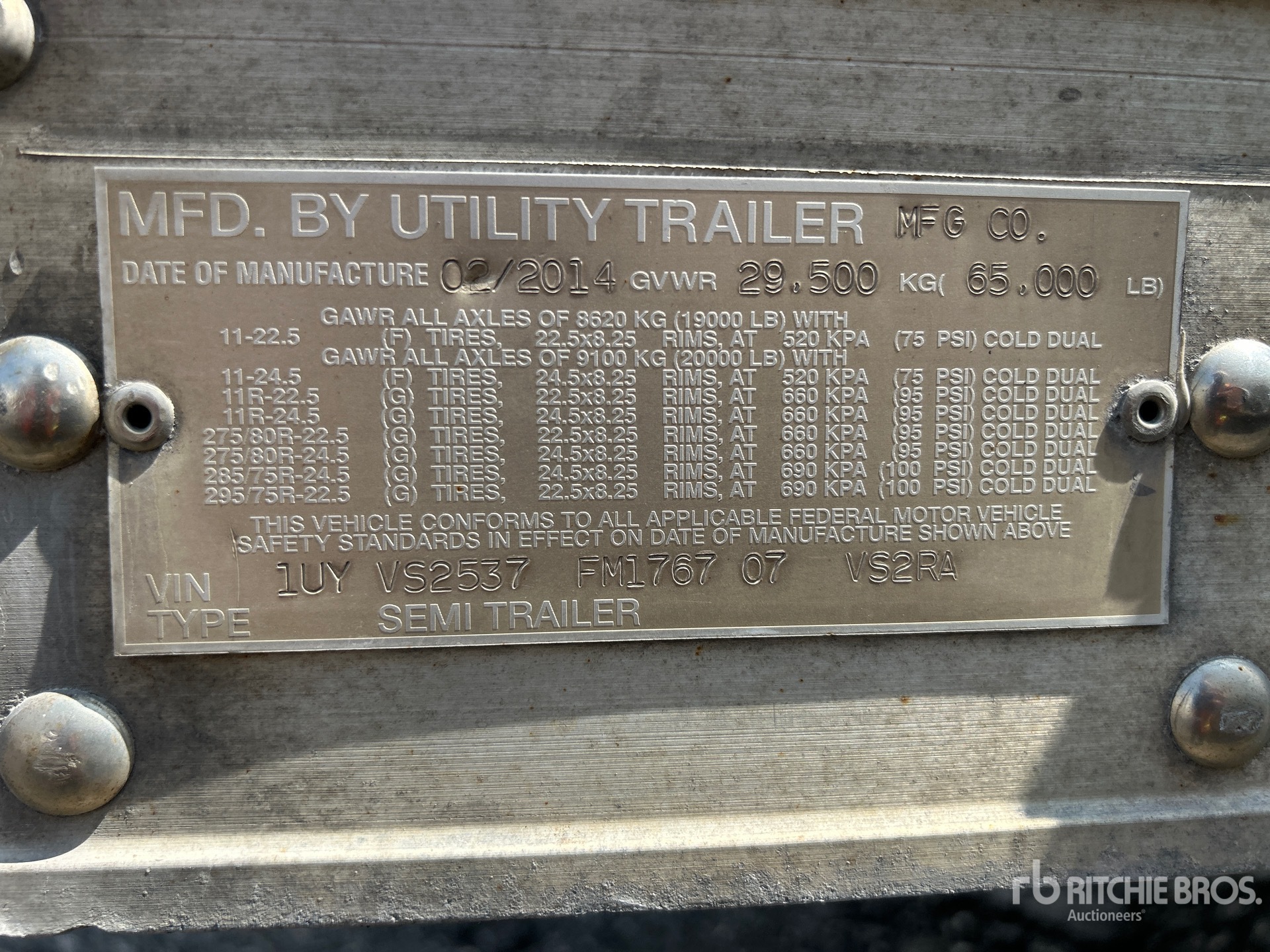 General Appearance with Serial Number / VIN