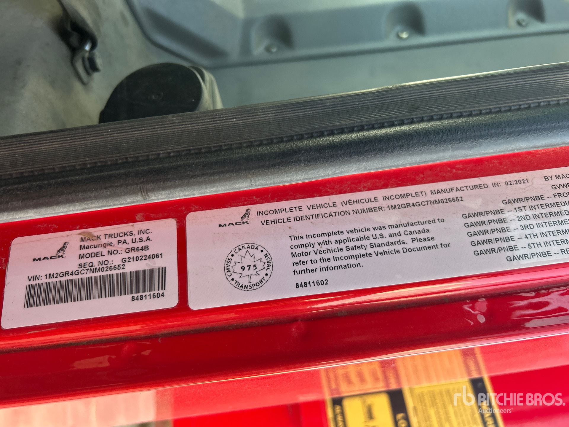 General Appearance with Serial Number / VIN