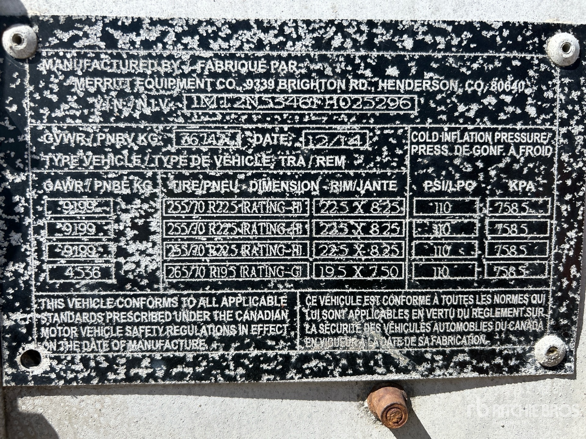 General Appearance with Serial Number / VIN