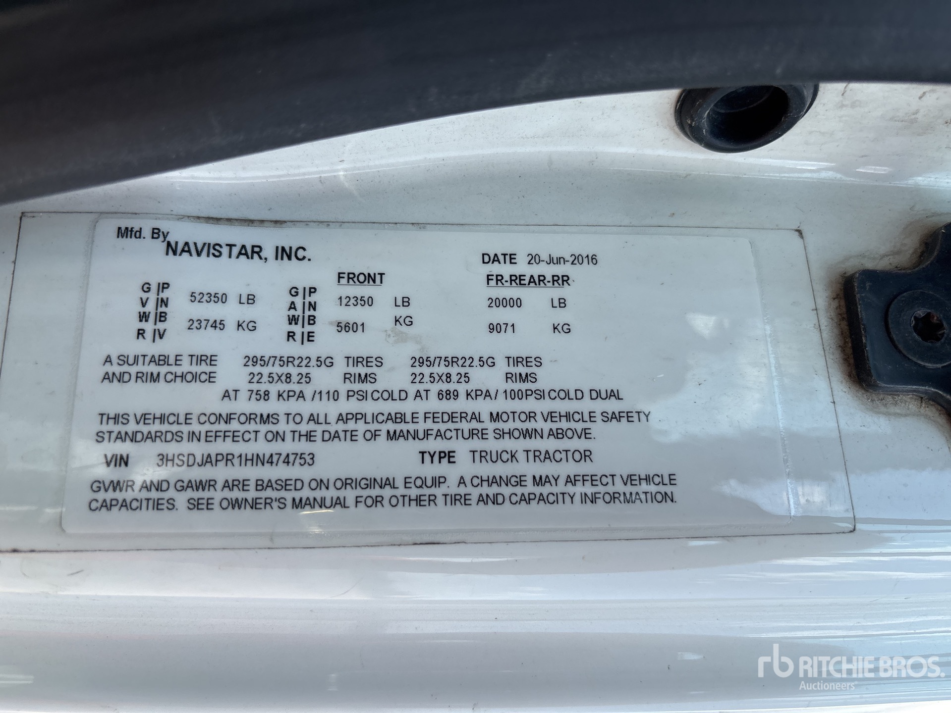 General Appearance with Serial Number / VIN