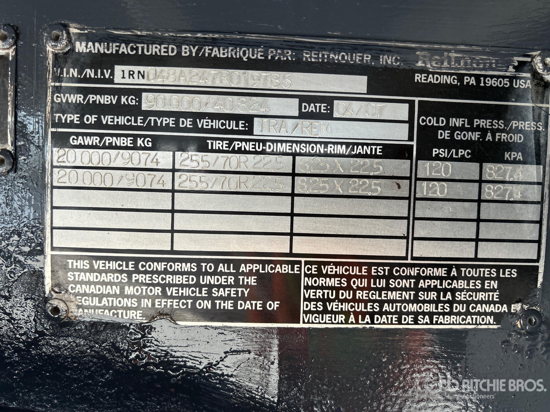 General Appearance with Serial Number / VIN