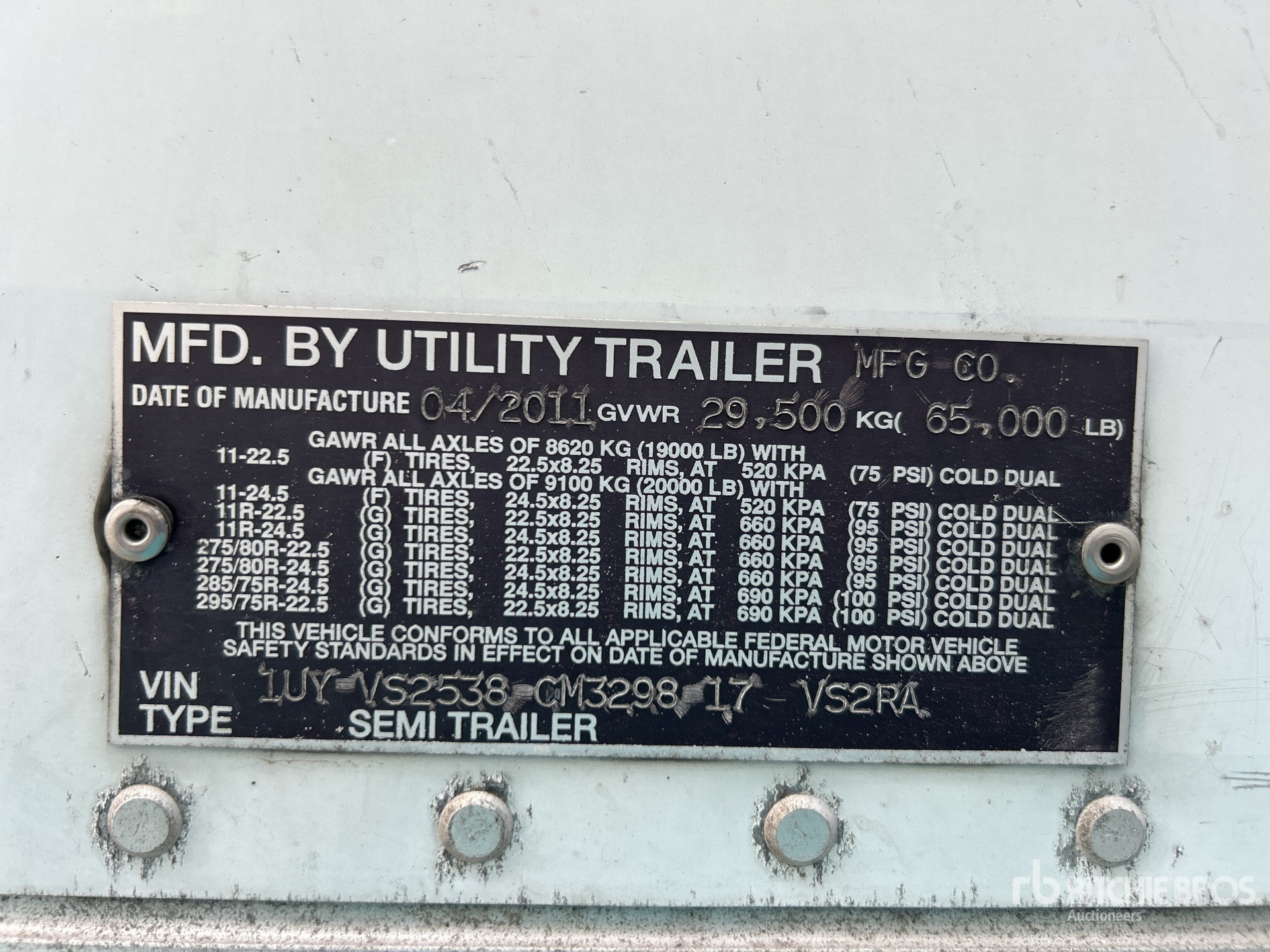 General Appearance with Serial Number / VIN