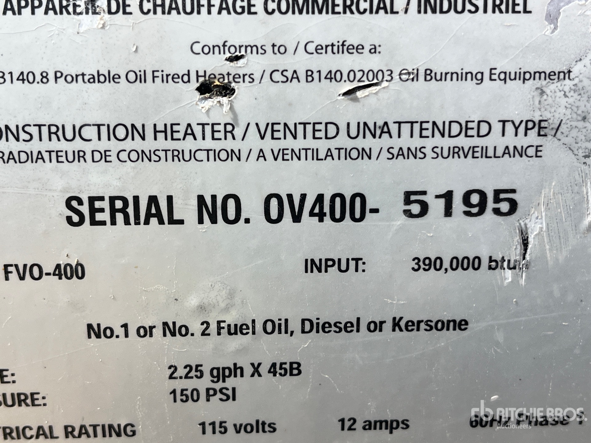 General Appearance with Serial Number / VIN