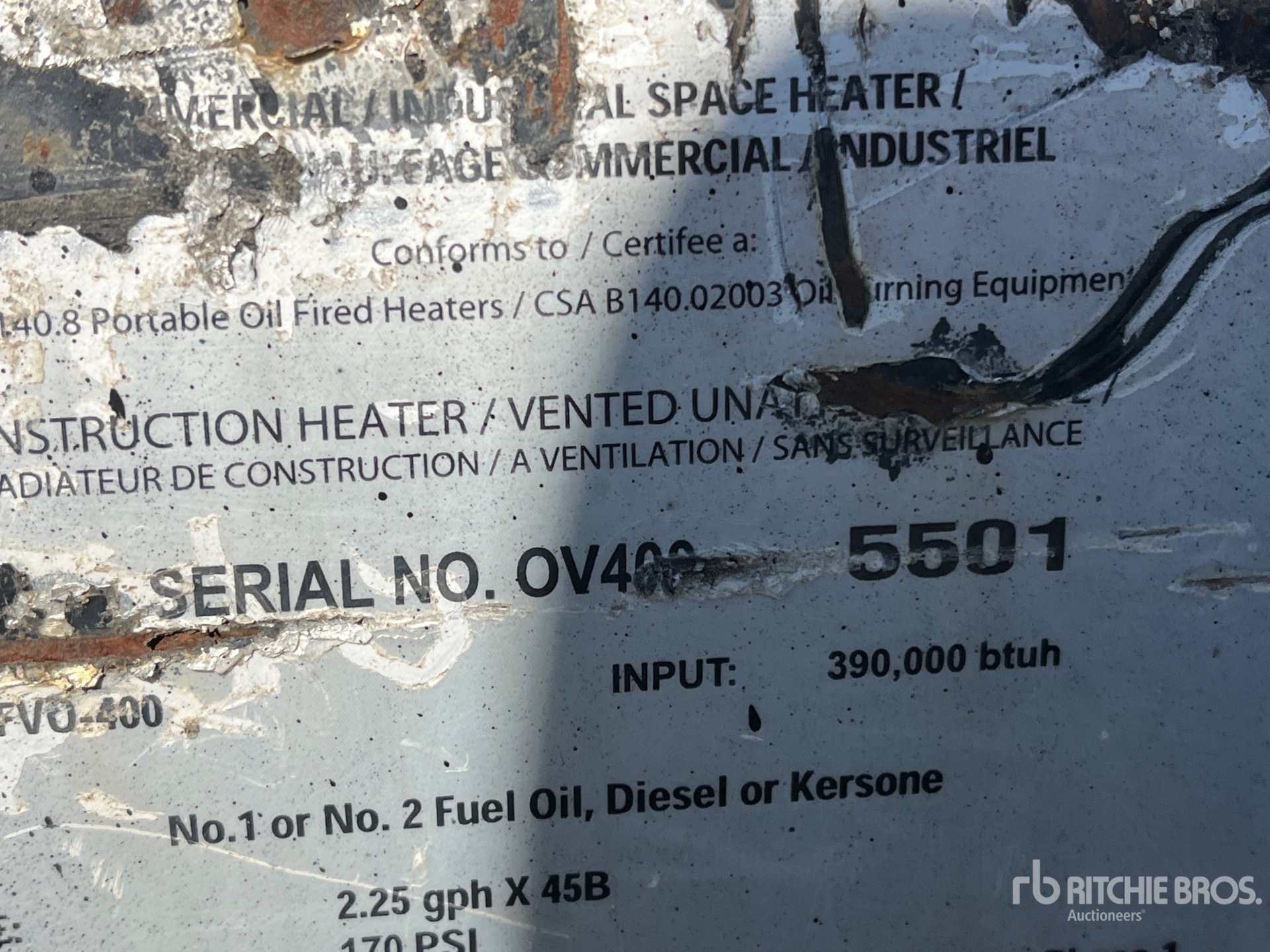 General Appearance with Serial Number / VIN