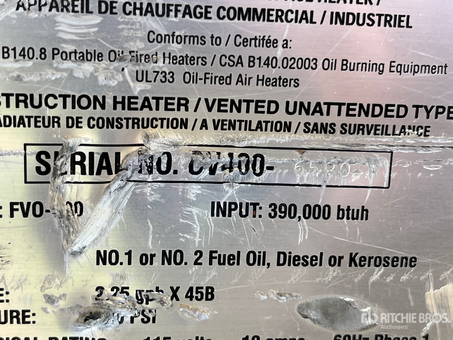 General Appearance with Serial Number / VIN