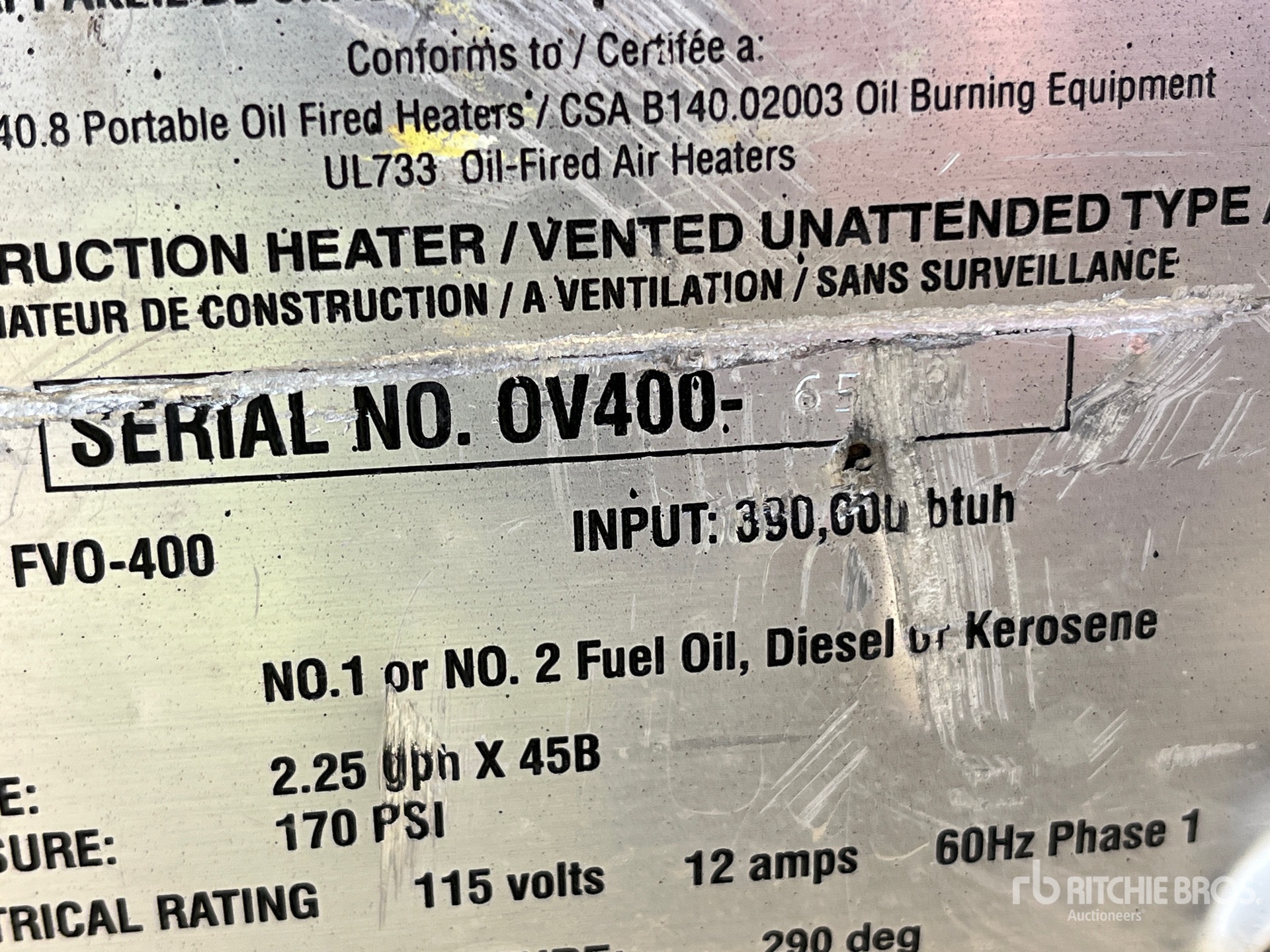 General Appearance with Serial Number / VIN
