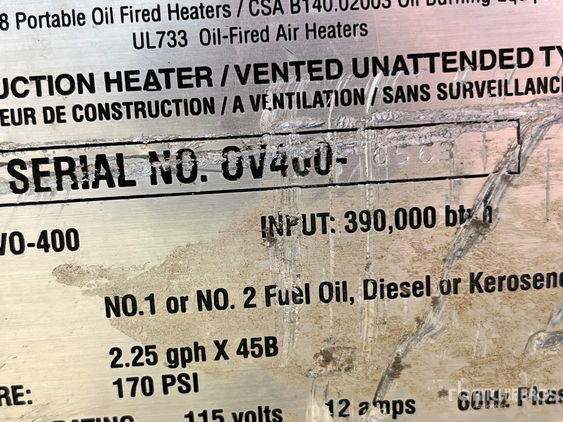 General Appearance with Serial Number / VIN