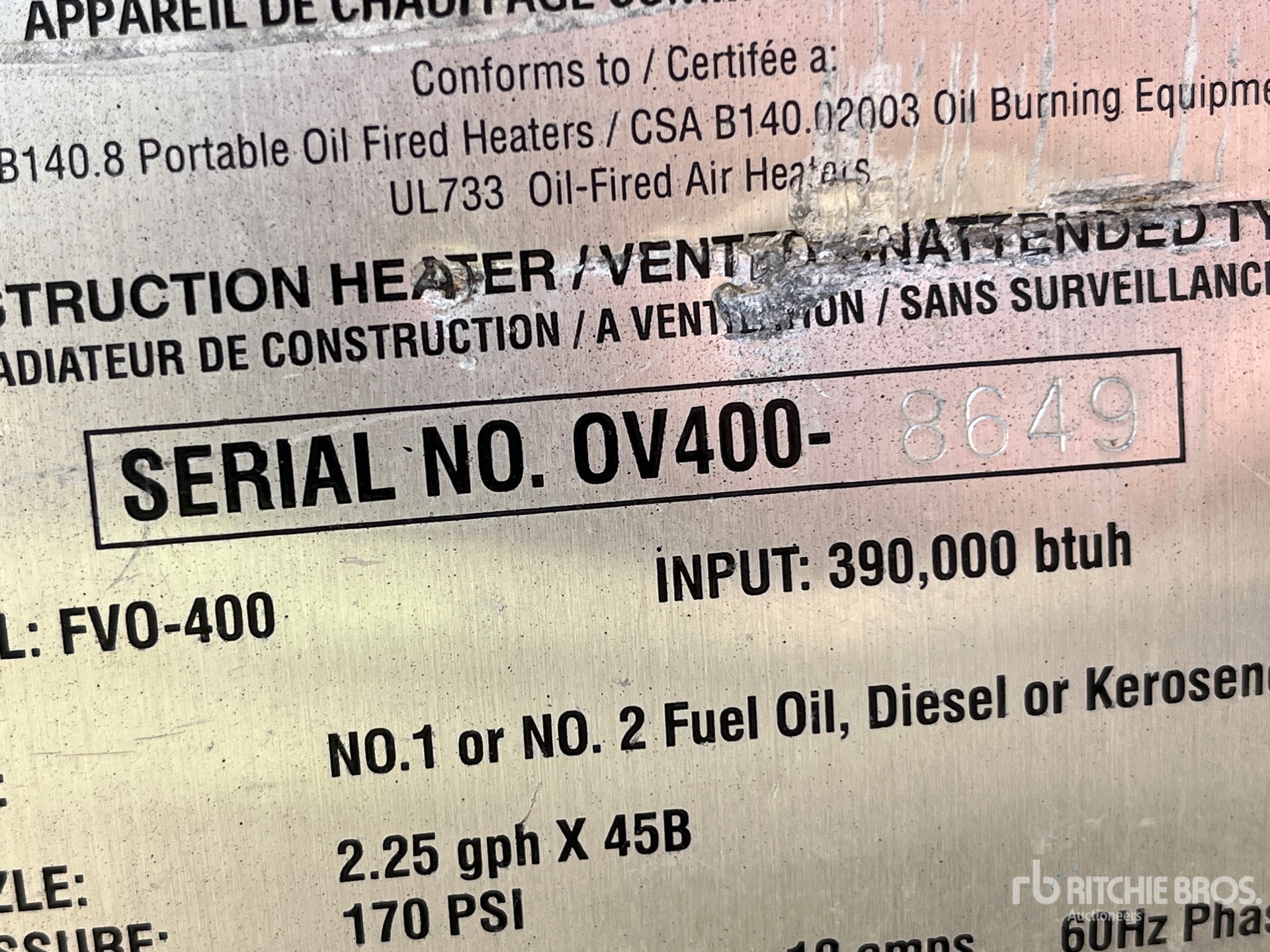 General Appearance with Serial Number / VIN