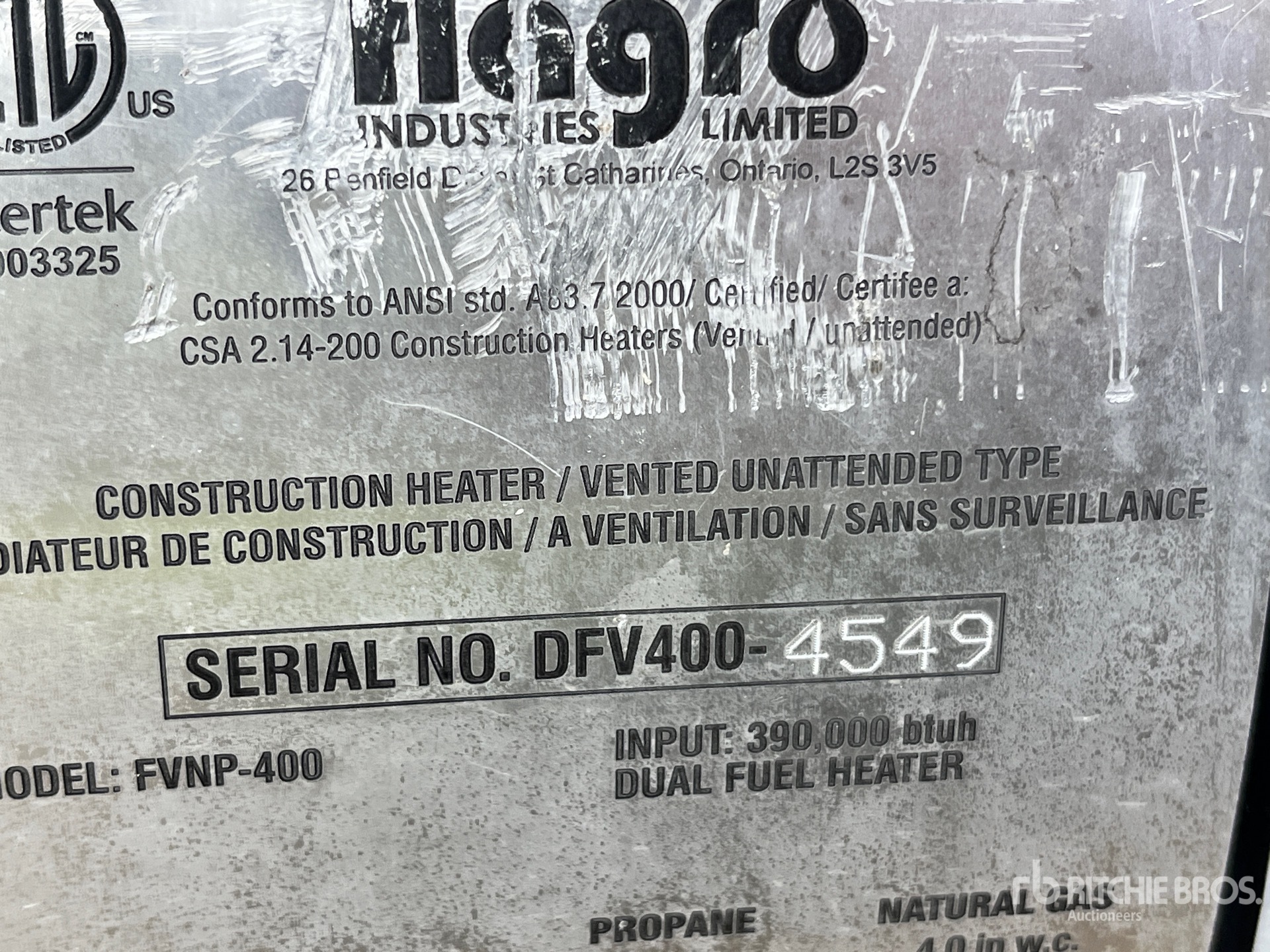 General Appearance with Serial Number / VIN