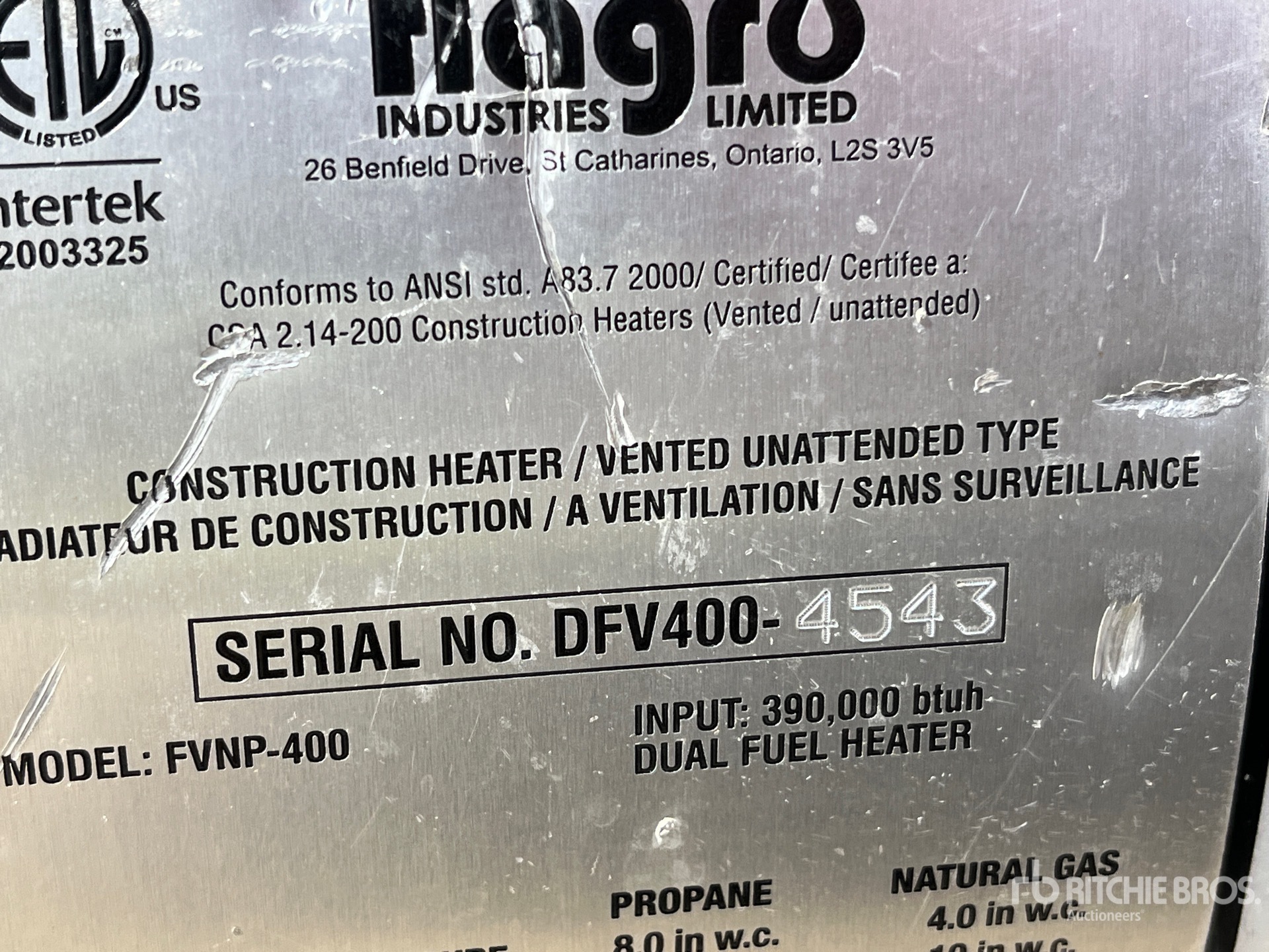 General Appearance with Serial Number / VIN