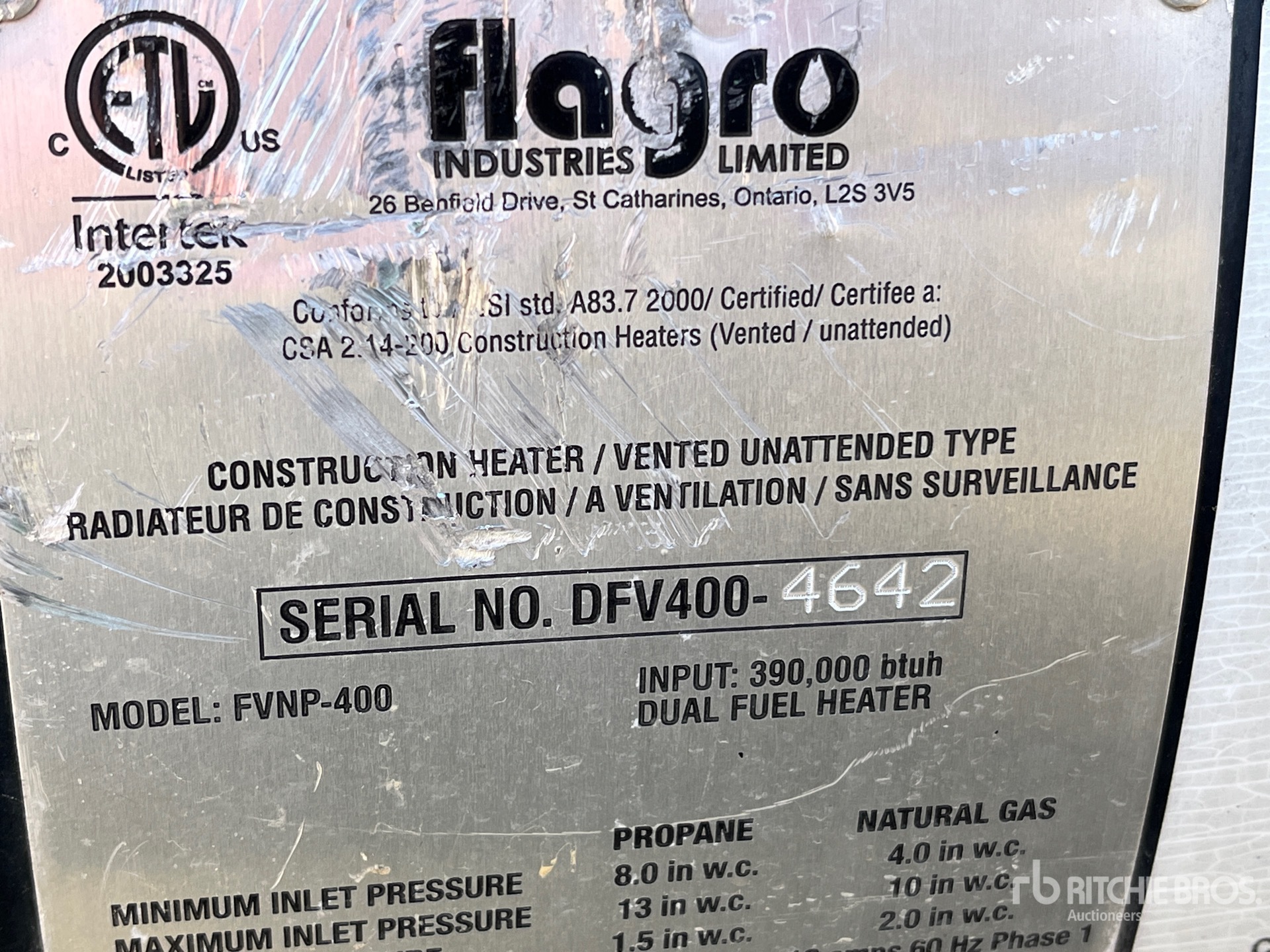General Appearance with Serial Number / VIN