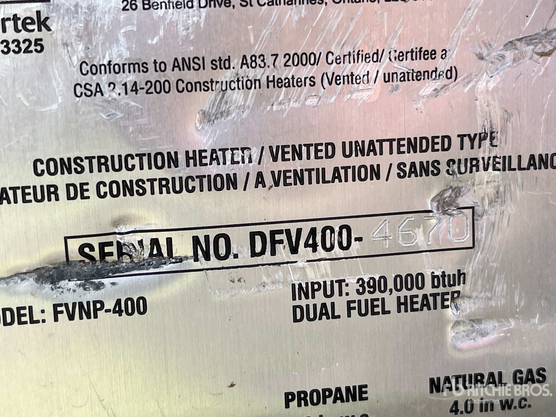 General Appearance with Serial Number / VIN