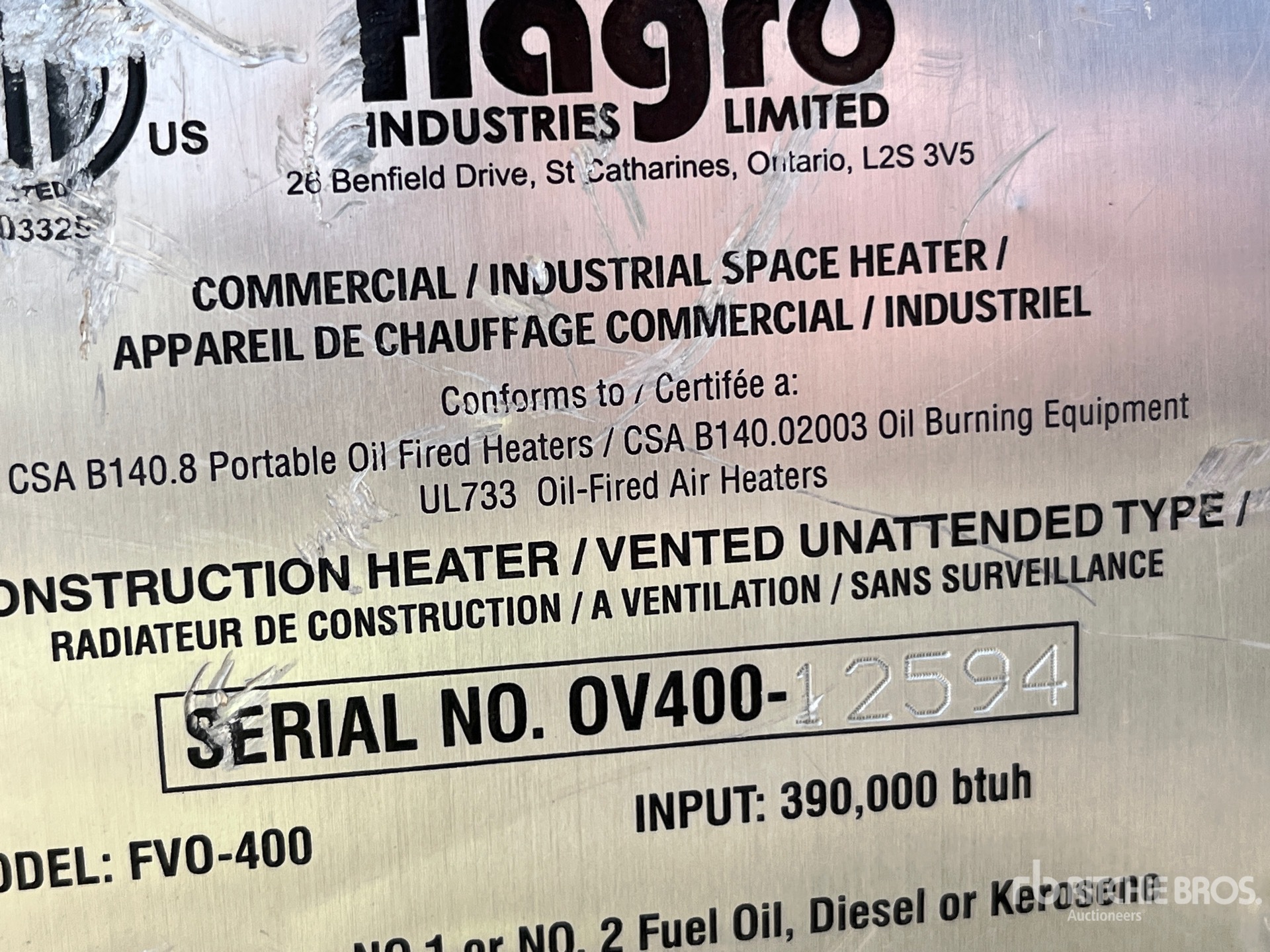 General Appearance with Serial Number / VIN