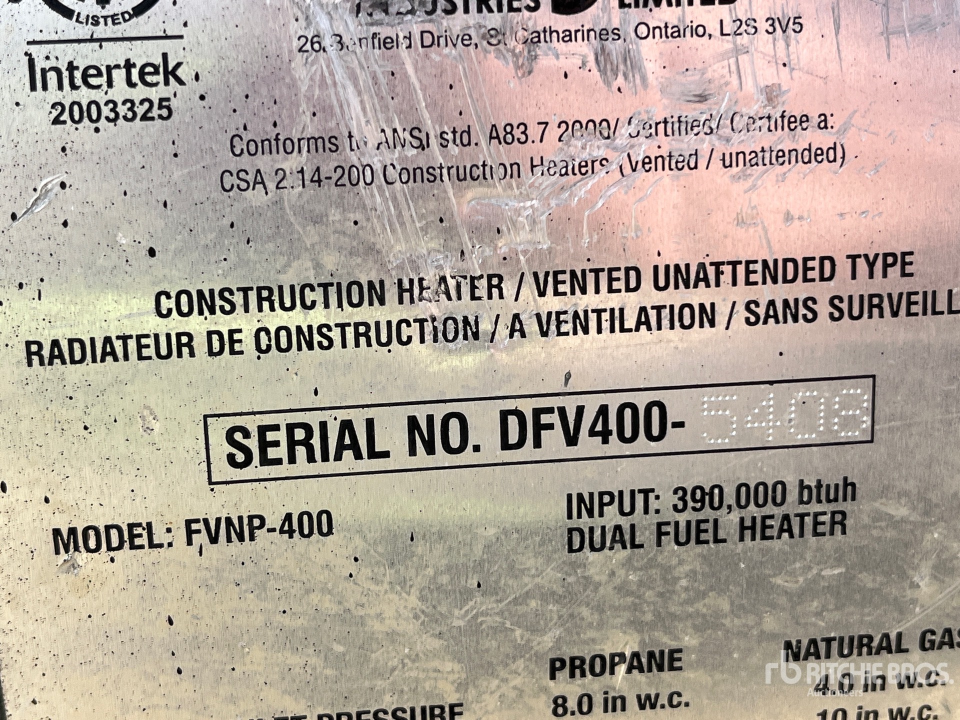 General Appearance with Serial Number / VIN