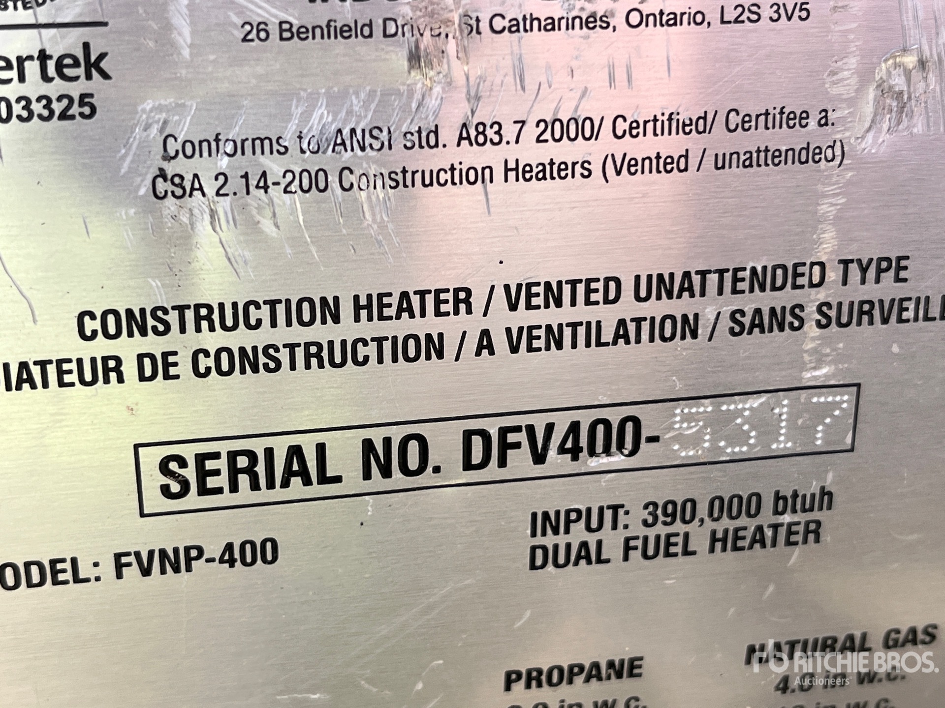 General Appearance with Serial Number / VIN