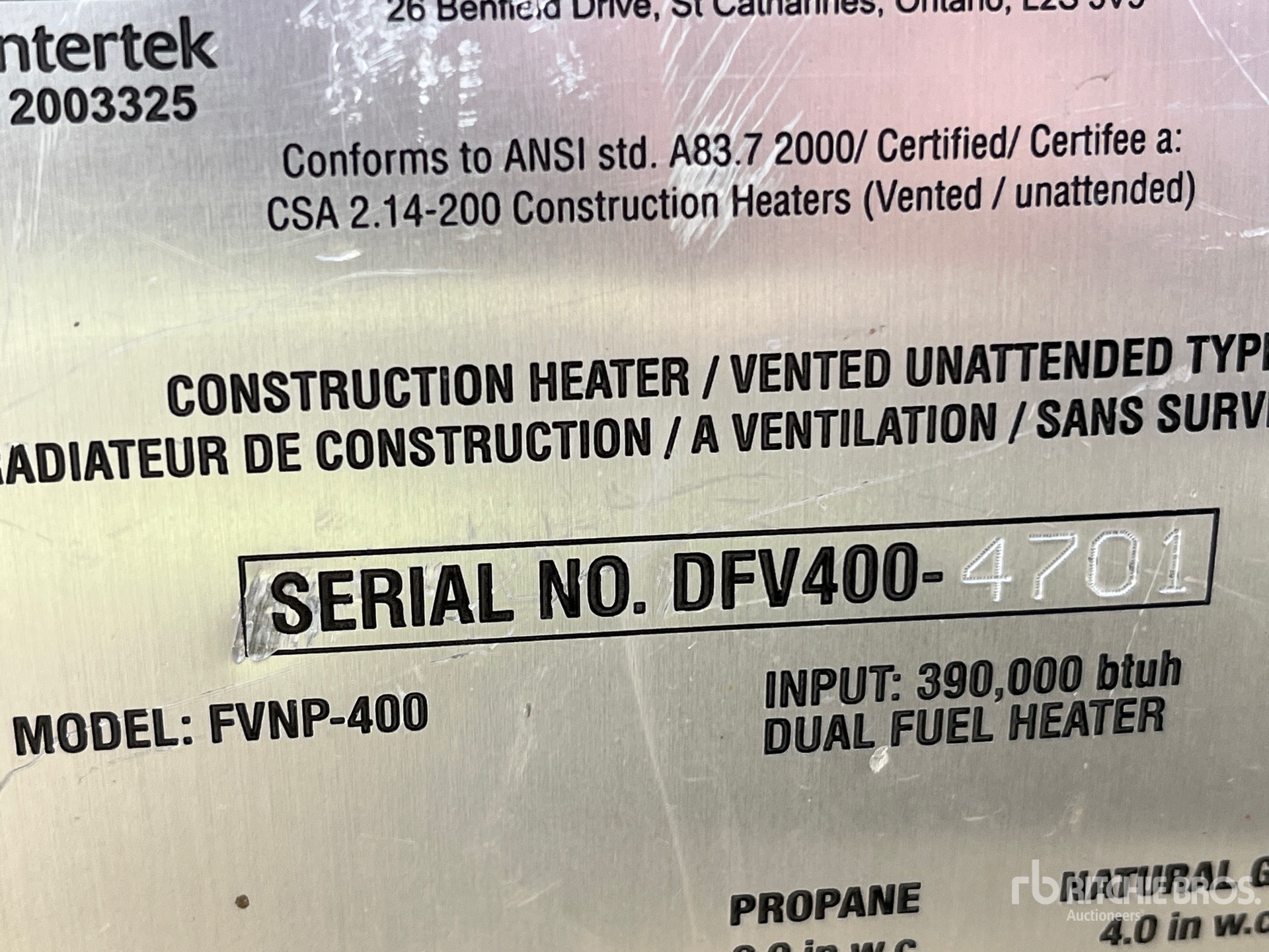 General Appearance with Serial Number / VIN