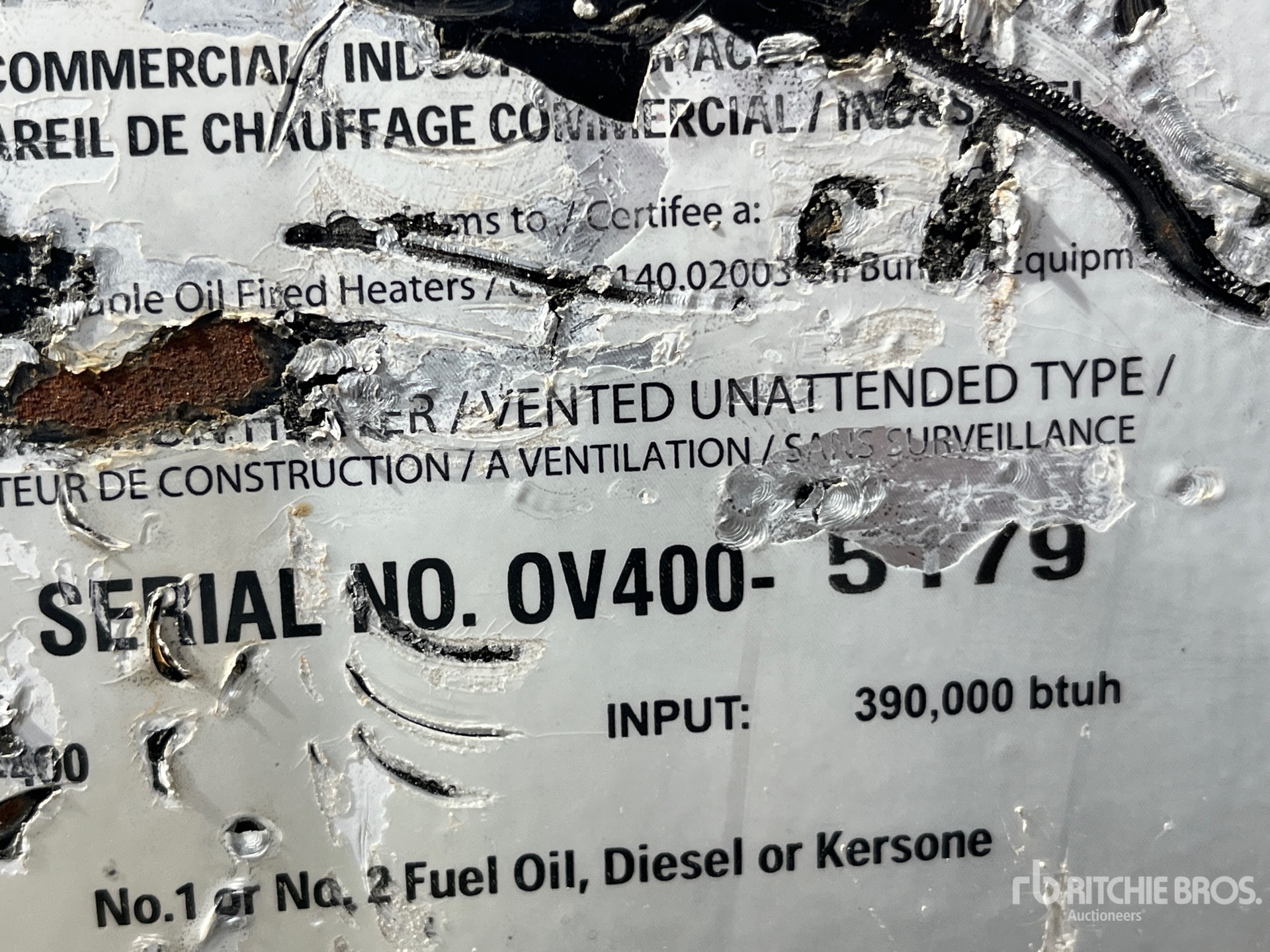 General Appearance with Serial Number / VIN