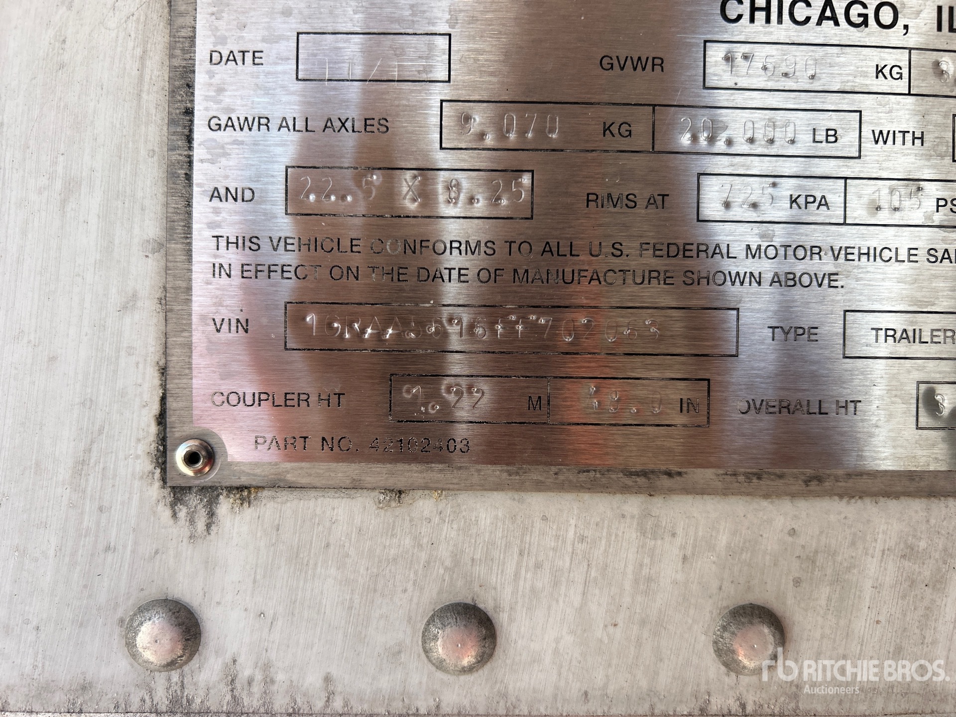 General Appearance with Serial Number / VIN