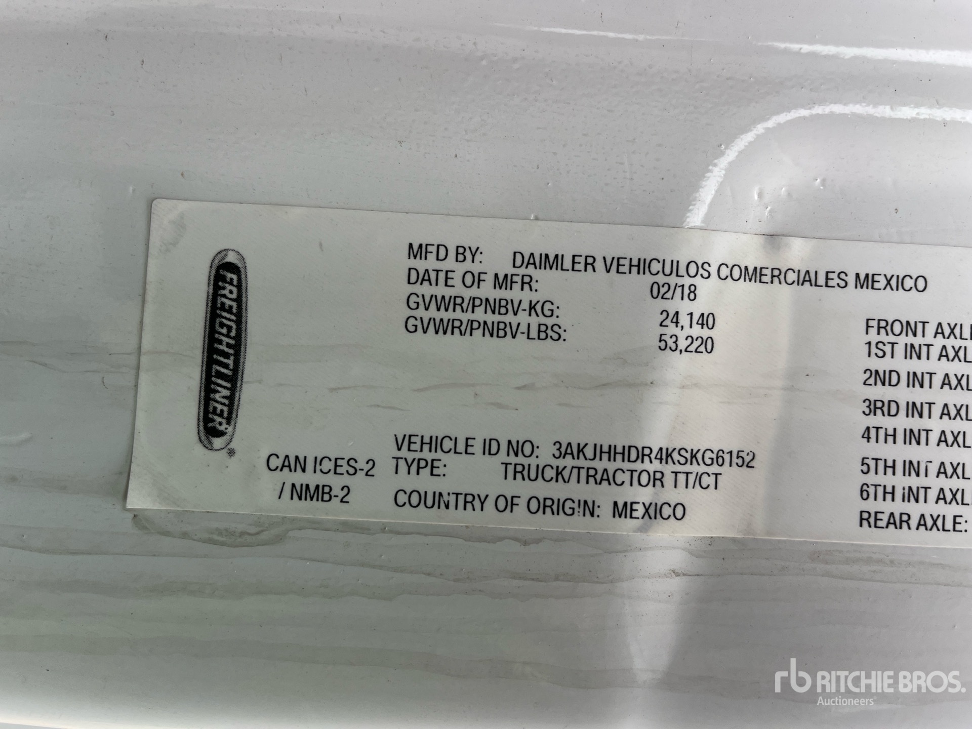 General Appearance with Serial Number / VIN