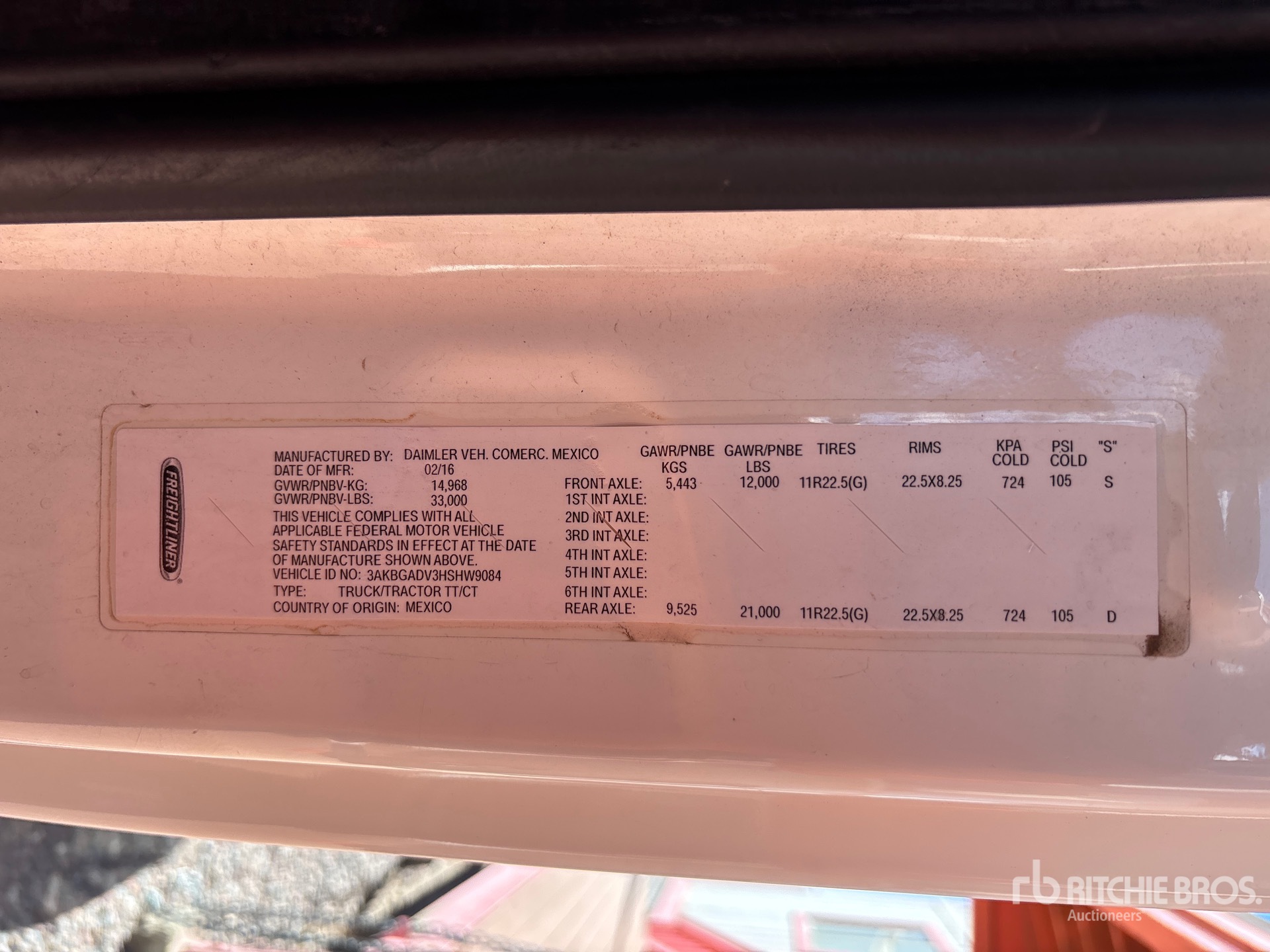 General Appearance with Serial Number / VIN