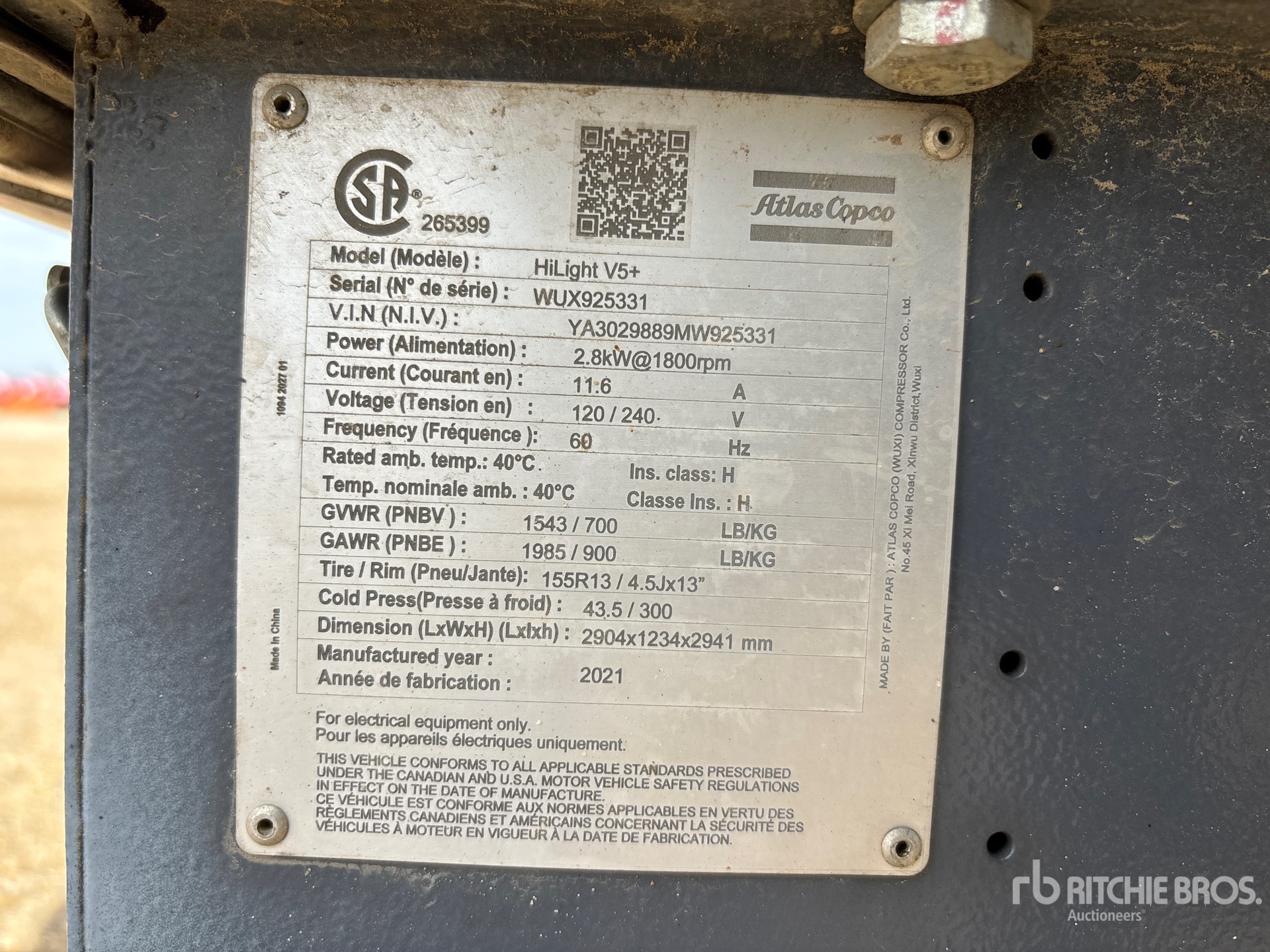 General Appearance with Serial Number / VIN