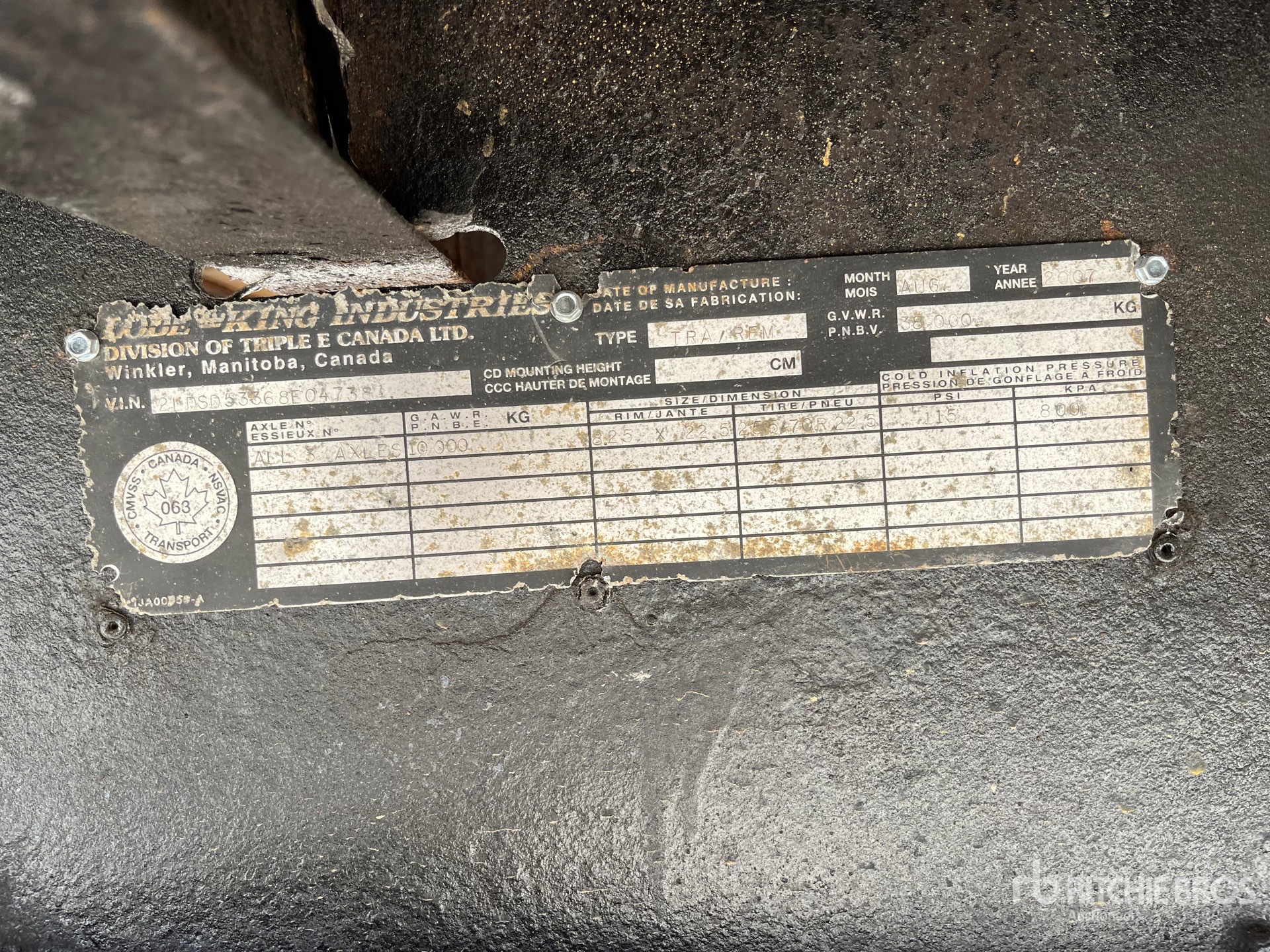 General Appearance with Serial Number / VIN