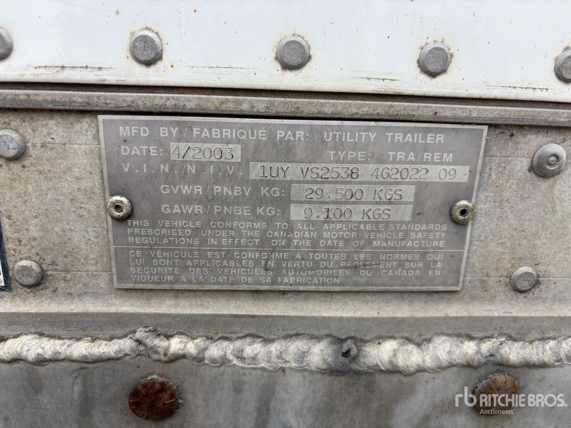 General Appearance with Serial Number / VIN