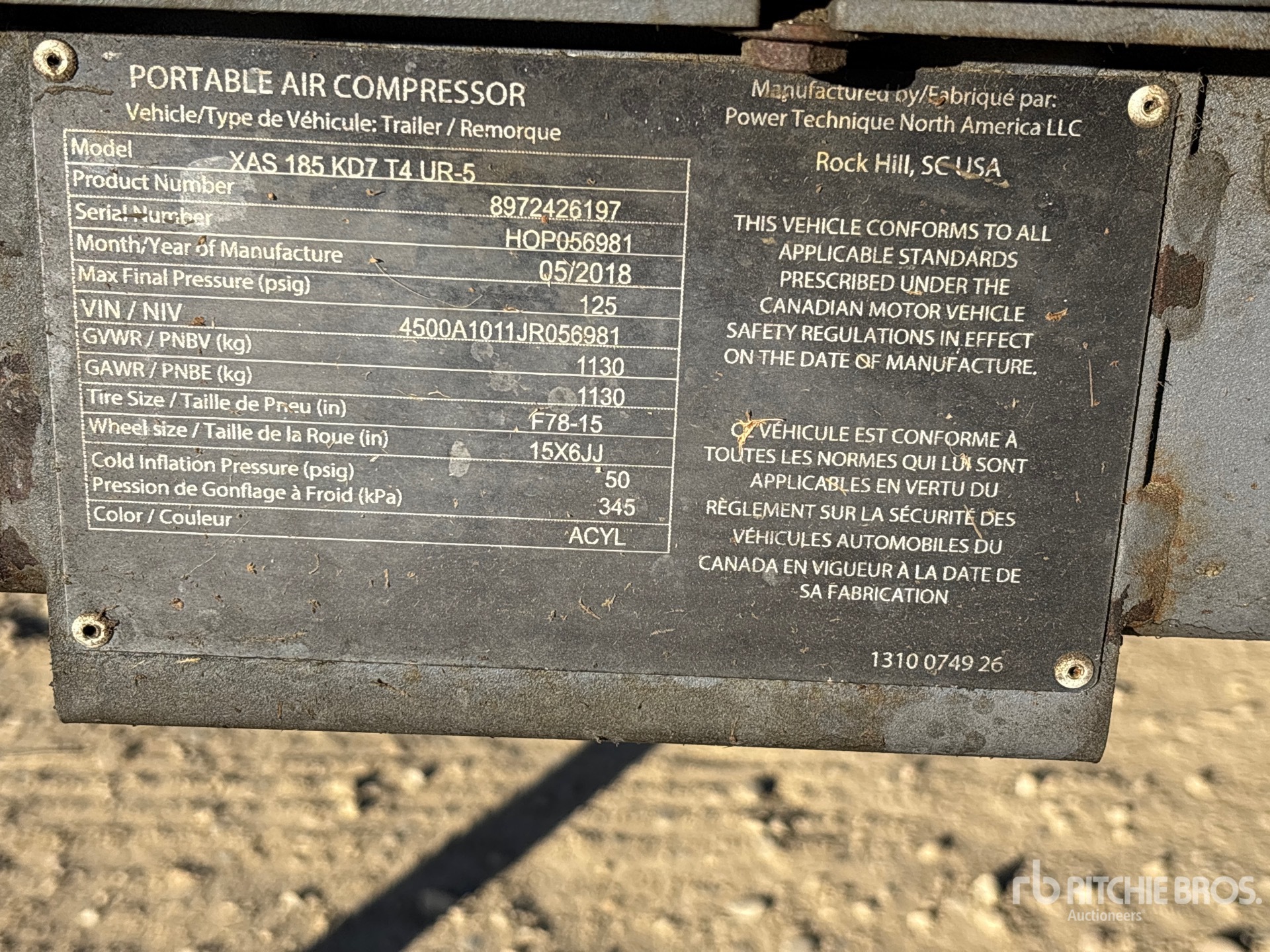 General Appearance with Serial Number / VIN