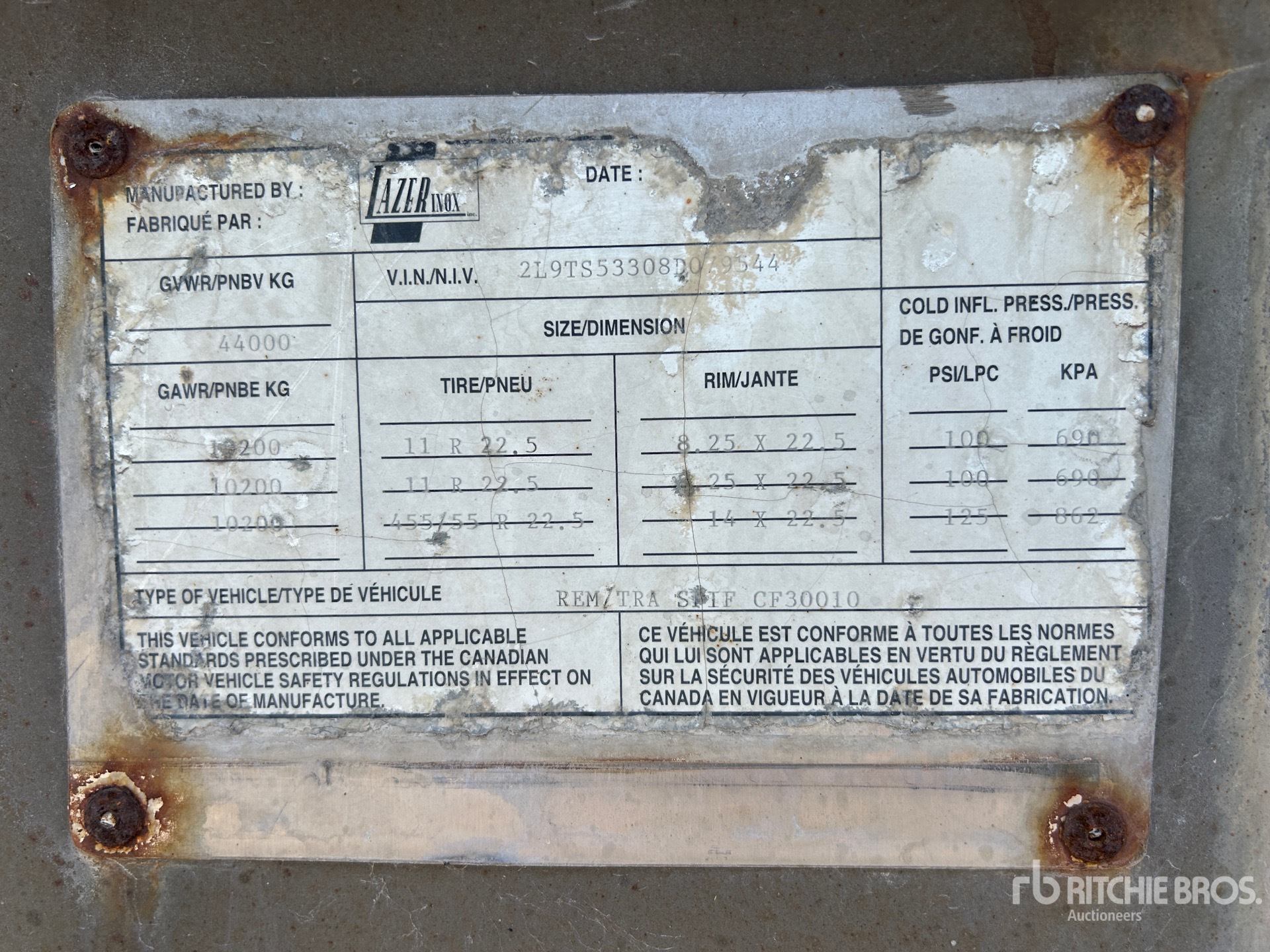 General Appearance with Serial Number / VIN