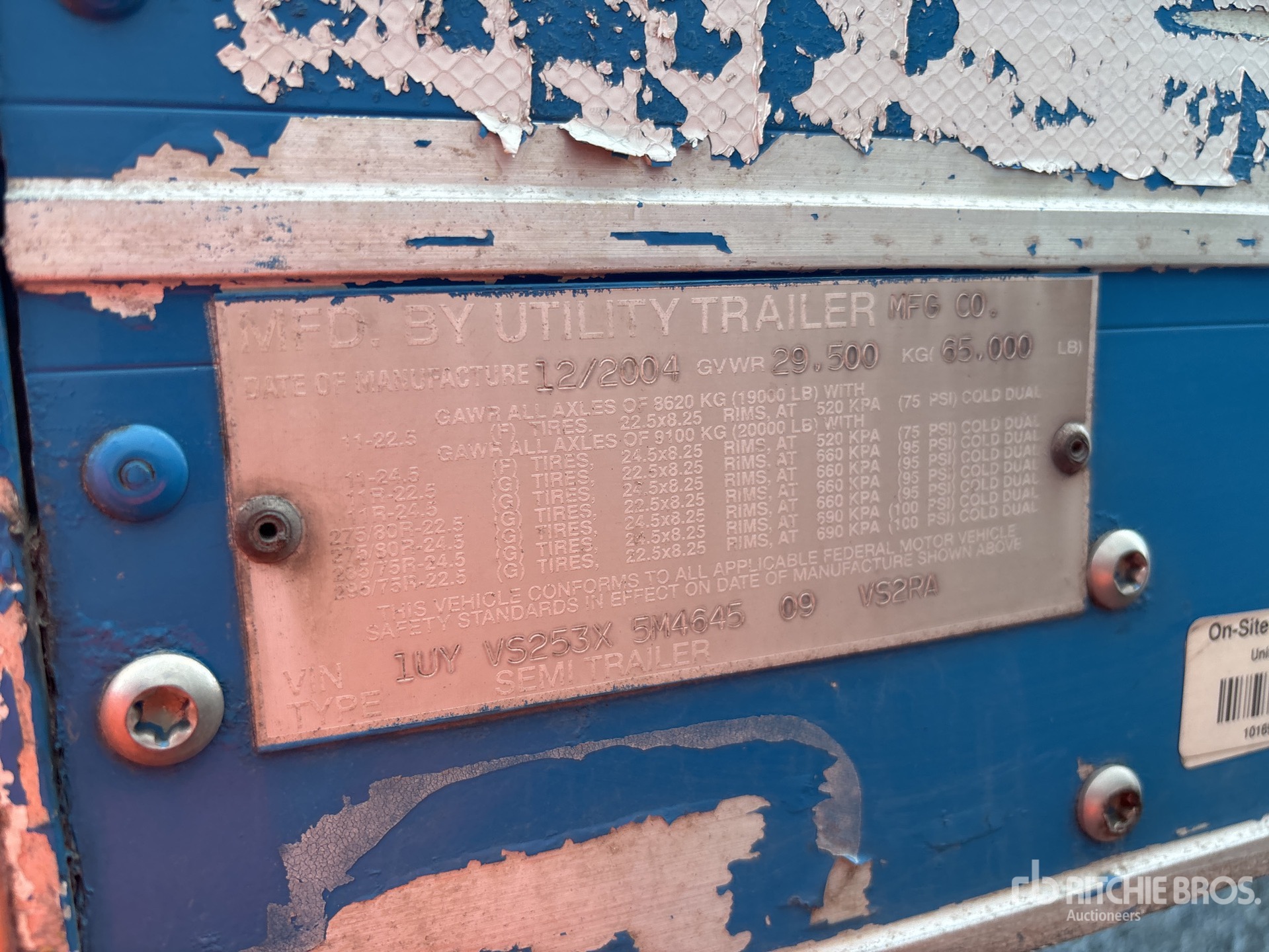General Appearance with Serial Number / VIN